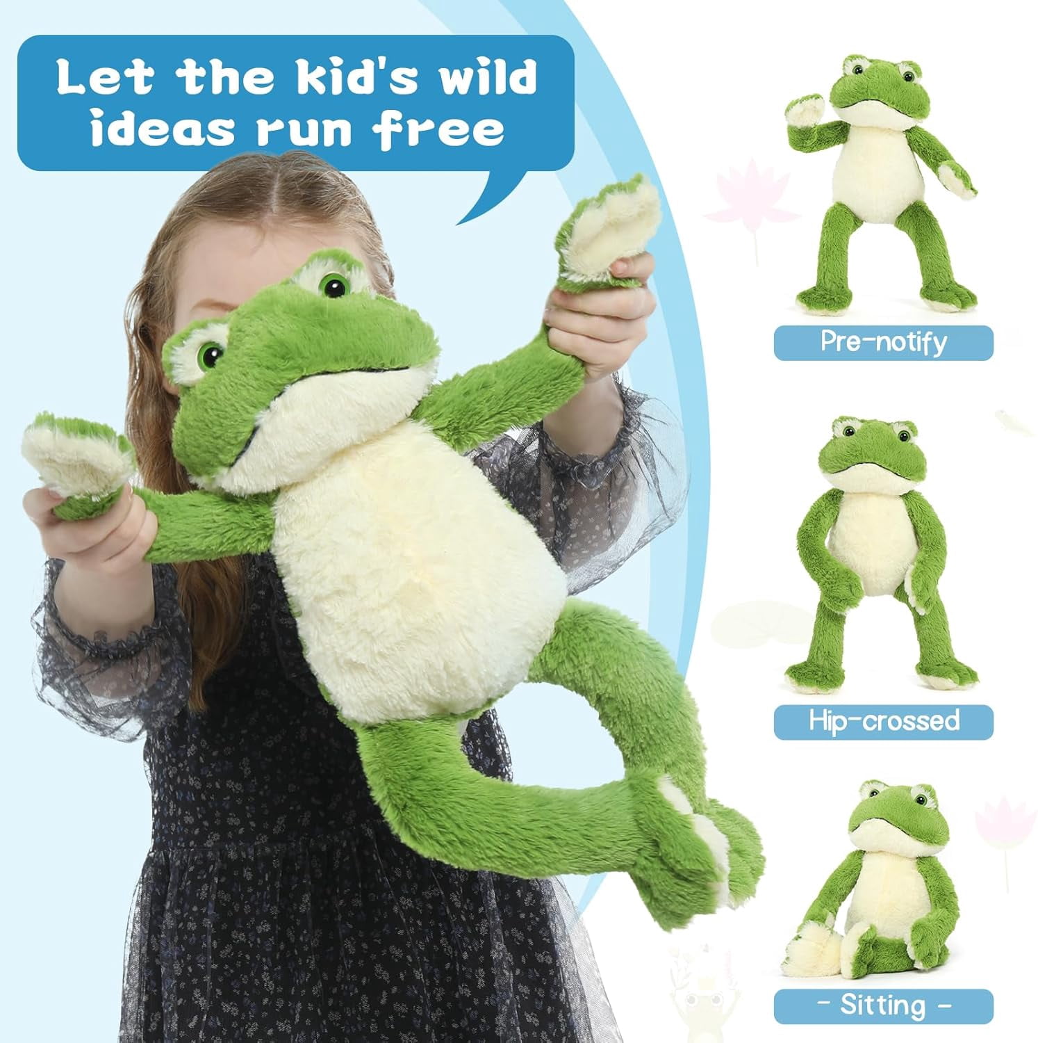 MaoGoLan Plush Frog Stuffed Animal Soft Toy with White Belly (Green, 17 in) ux28u