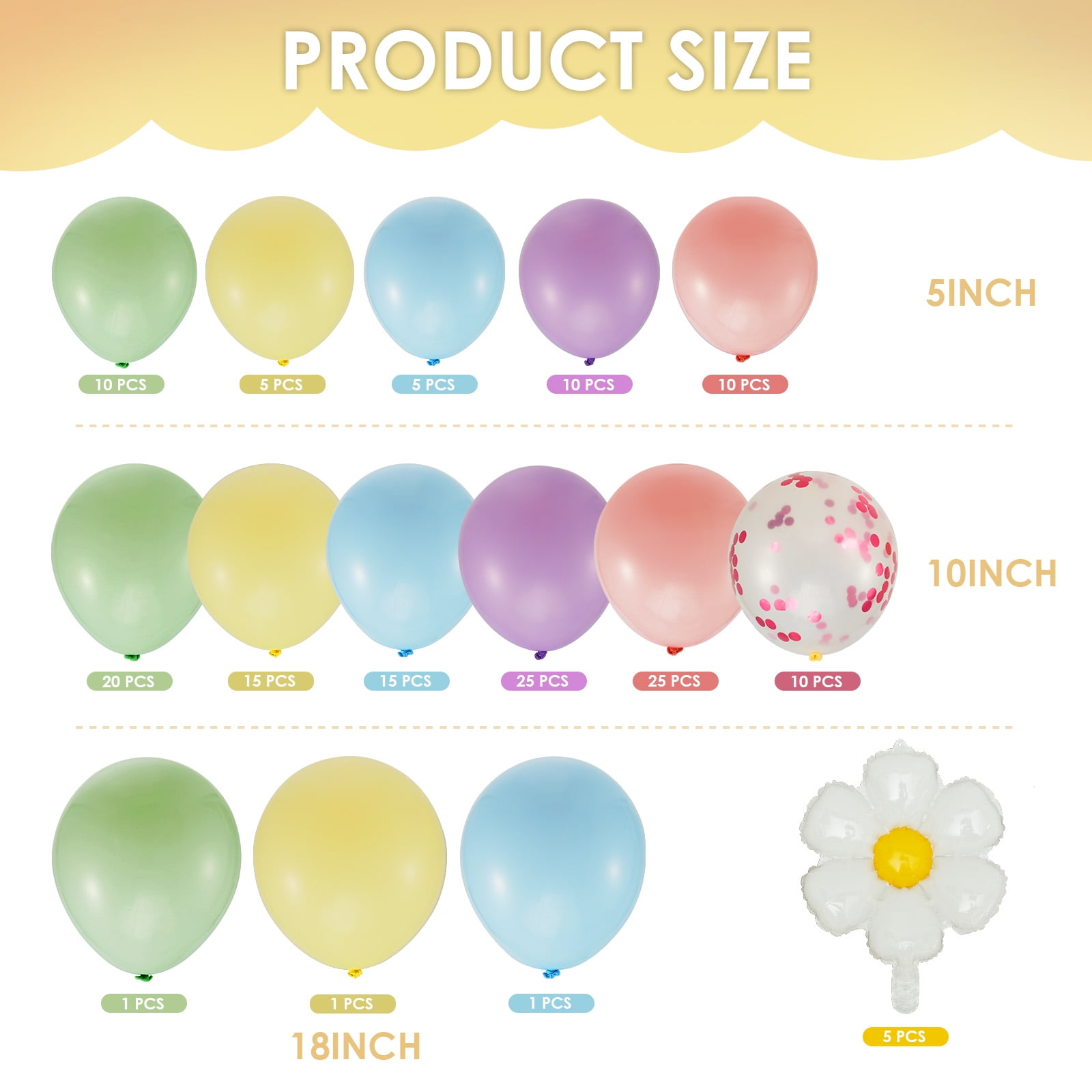 Toorise Daisy Balloon Arch Kit for Party Decorations (Multicolor Pastel, 1 Kit) la72l
