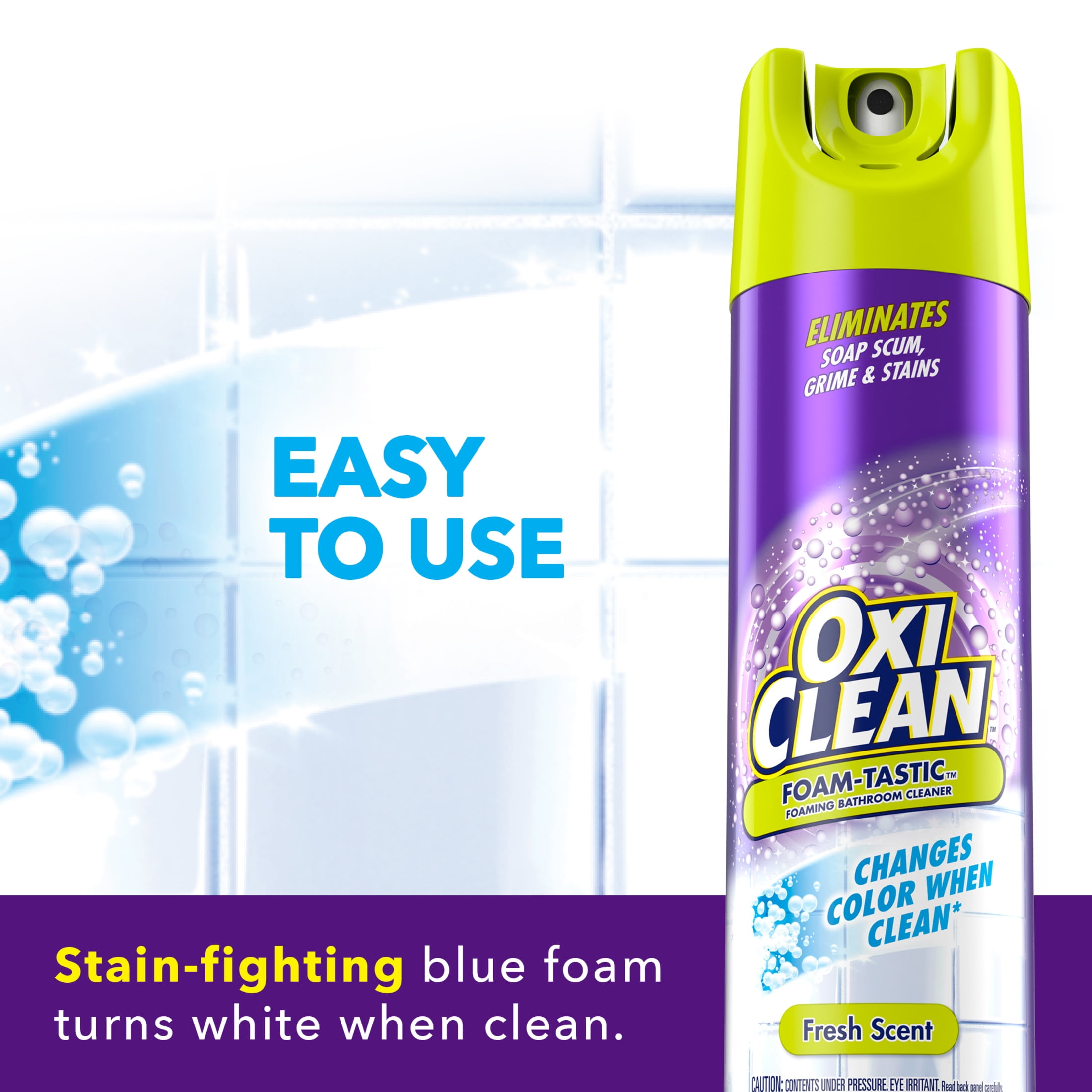 OxiClean Foam-Tastic Bathroom Cleaner, Color-Changing Foaming Action for Soap Scum and Grime (Fresh Scent, 19 oz) vab5l