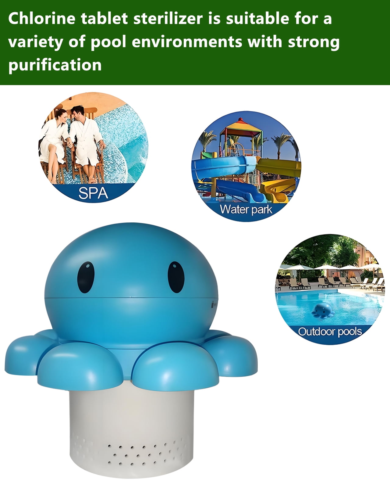 Ninglu-Choice Chlorine Tablet Dispenser, Floating Pool Chemical Feeder for Spa and Hot Tub (Holds 4 Tablets, 3 in) 17s0m
