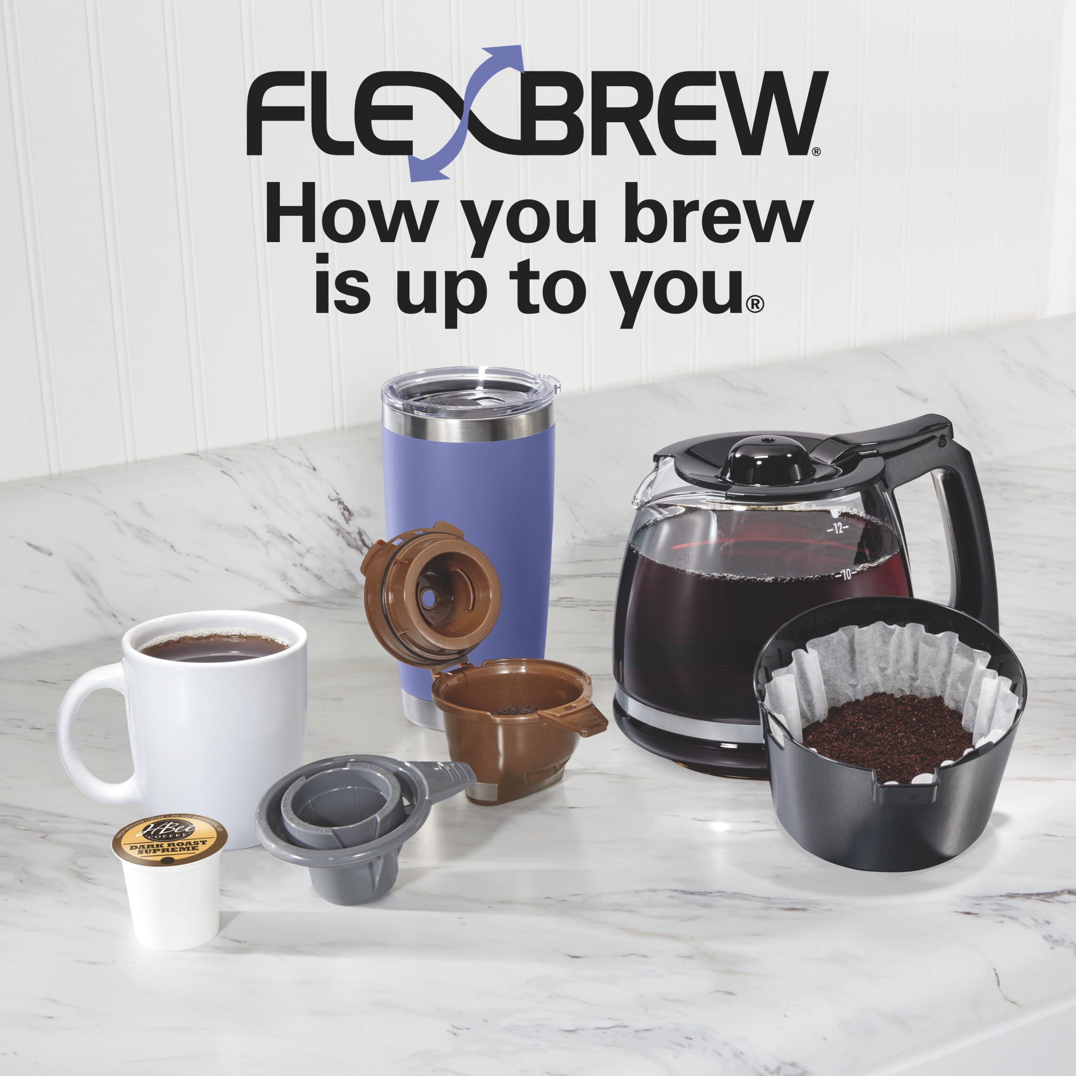 Hamilton Beach FlexBrew Coffee Maker, Dual-Function Single Serve & 12-Cup Drip Coffee Machine (Black, 12-Cup Capacity) s0sf6