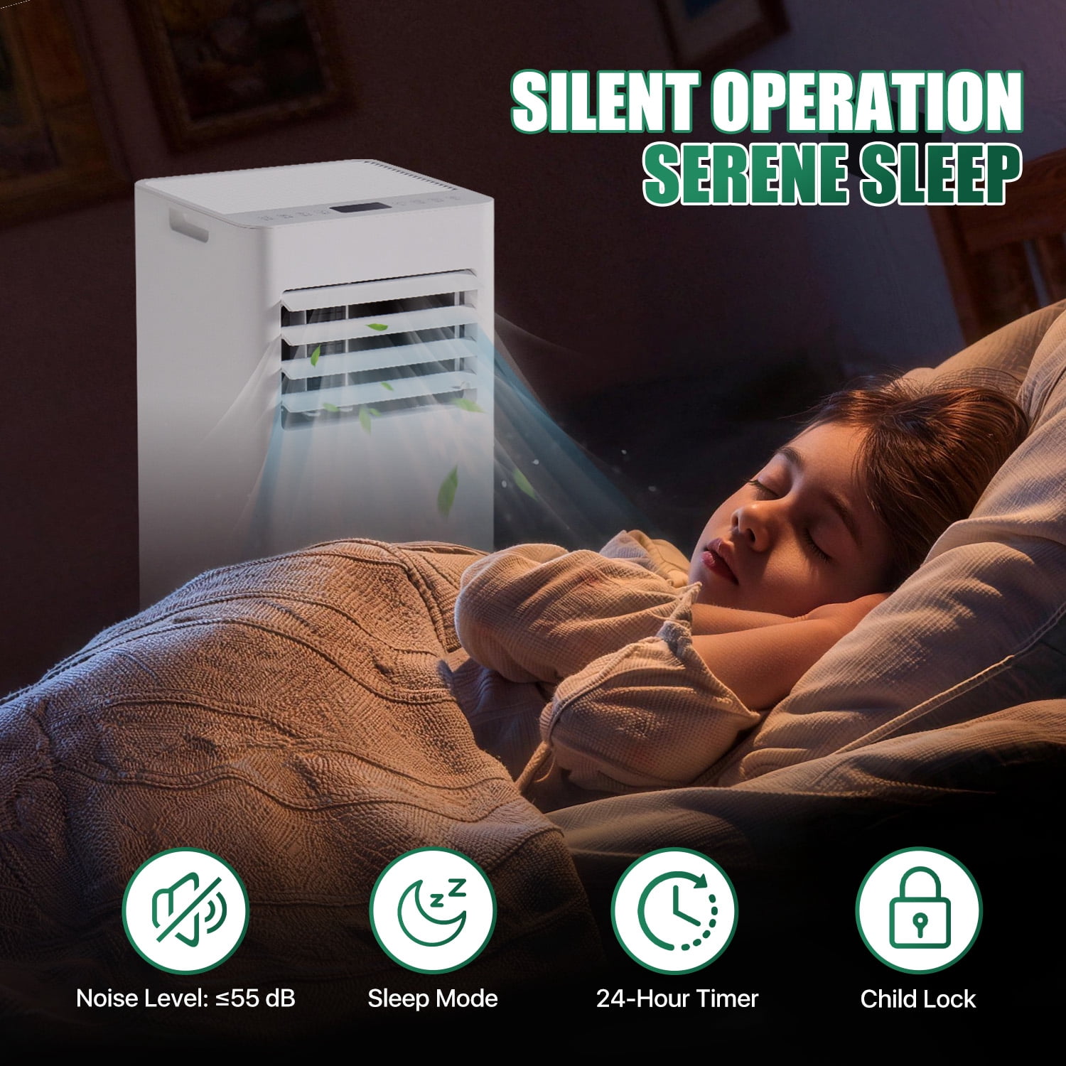 BaPiPro 10000 BTU Portable Air Conditioner with Heat Function (White, 250 sq ft) fg655
