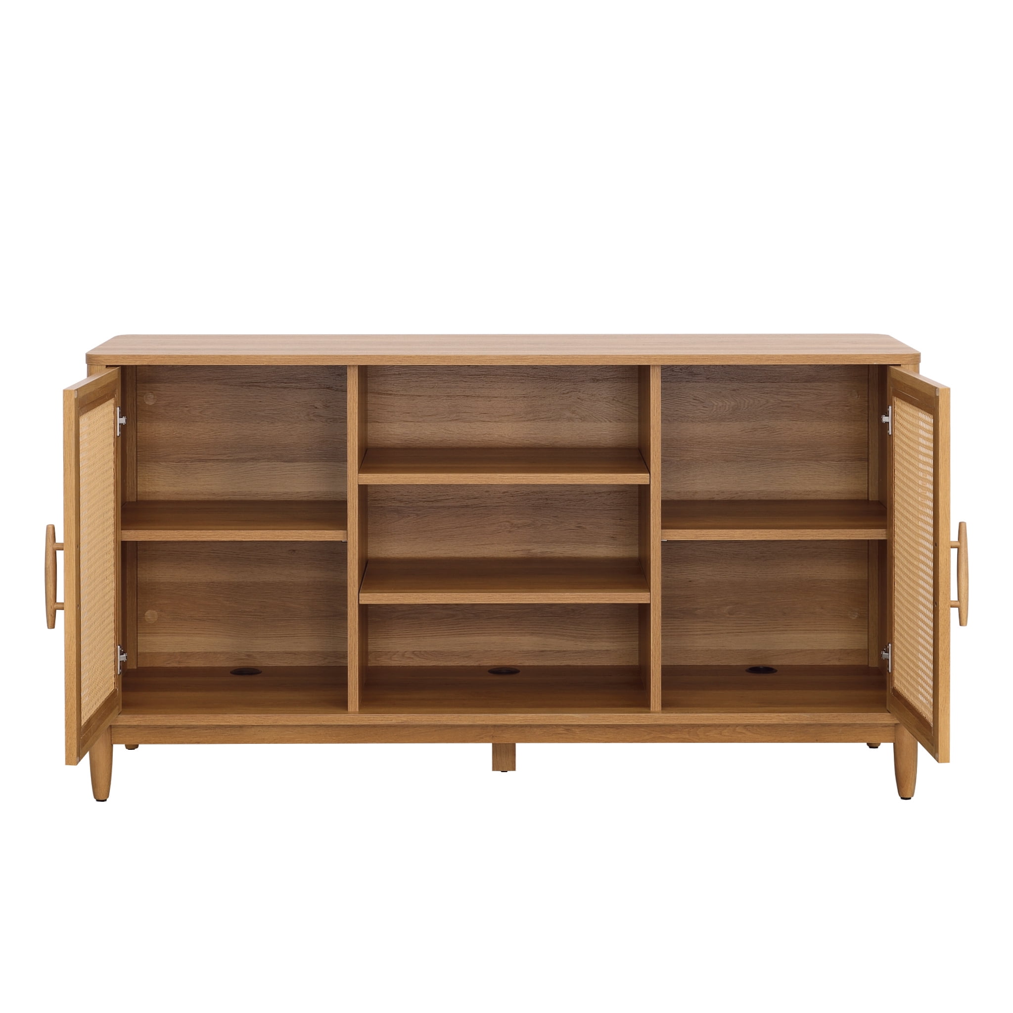 Better Homes & Gardens Springwood Cane TV Stand with Rattan Doors (Light Honey, 57.01 in L x 18.03 in W x 31.02 in H) ozi7a