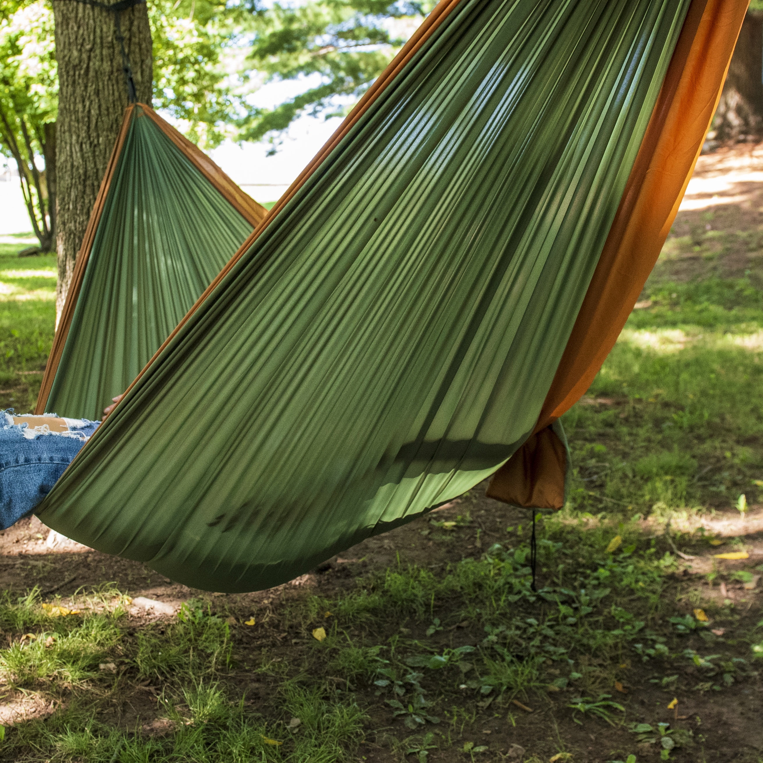 Equip Nylon Portable Camping Travel Hammock, Breathable Lightweight Outdoor Bed (Sage and Rust, 116 in x 59 in) 12cp8