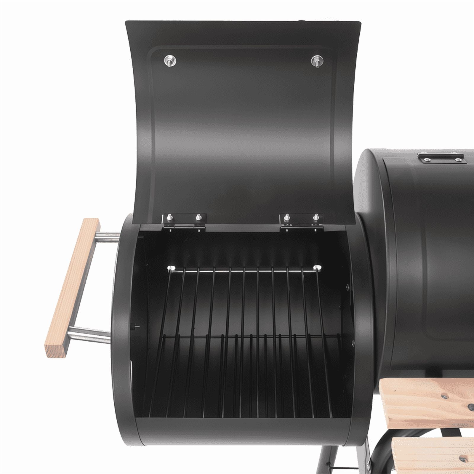 Gundir Charcoal Grill with Offset Smoker, Outdoor BBQ Grill with Thermometer and Adjustable Damper (Black, 44 in) zzc60