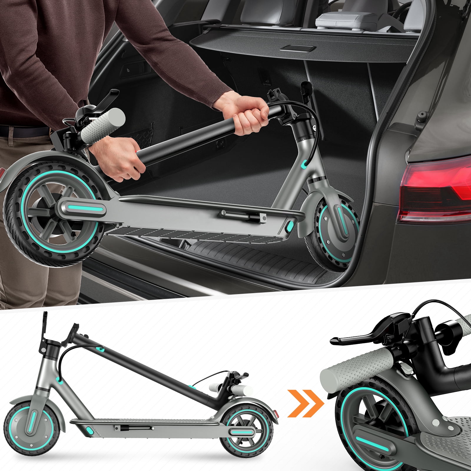 DIERTTIER Electric Scooter for Adults, Portable Foldable Commuter E-Scooter with 350W Motor, 19MPH Max Speed, 16-Mile Range (Blue, 8.5 in Tires) 20ibk
