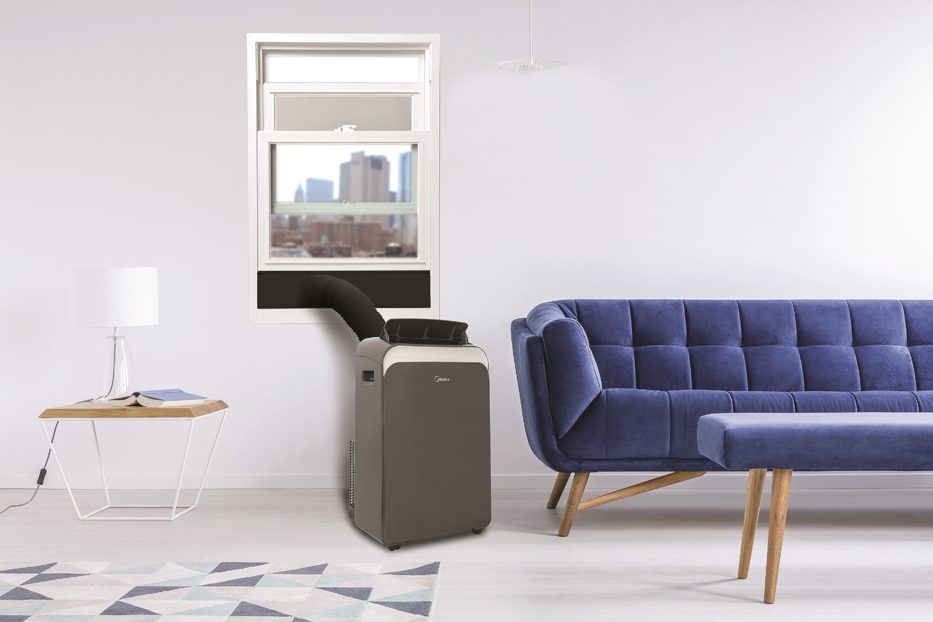 Midea 8,000 BTU Portable Air Conditioner, 3-In-1 Dehumidifier and Fan with Wi-Fi and Alexa (Gray, 350 sq. ft.) bq8h5