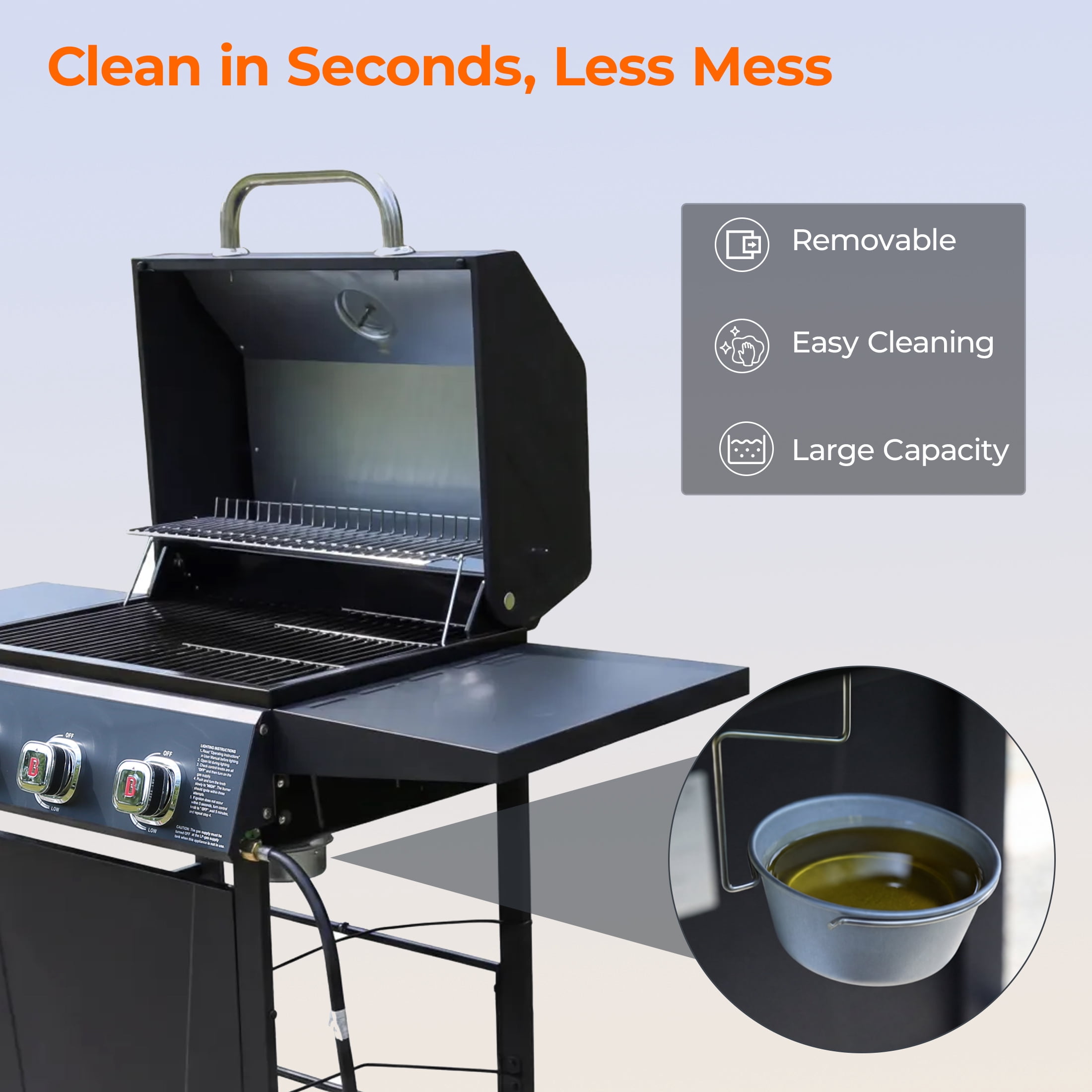 Fliintex 3-Burner Propane Gas Grill, Outdoor BBQ Grill with Porcelain-Coated Grates and Built-in Thermometer (Black, 467 sq. in.) r3jzw