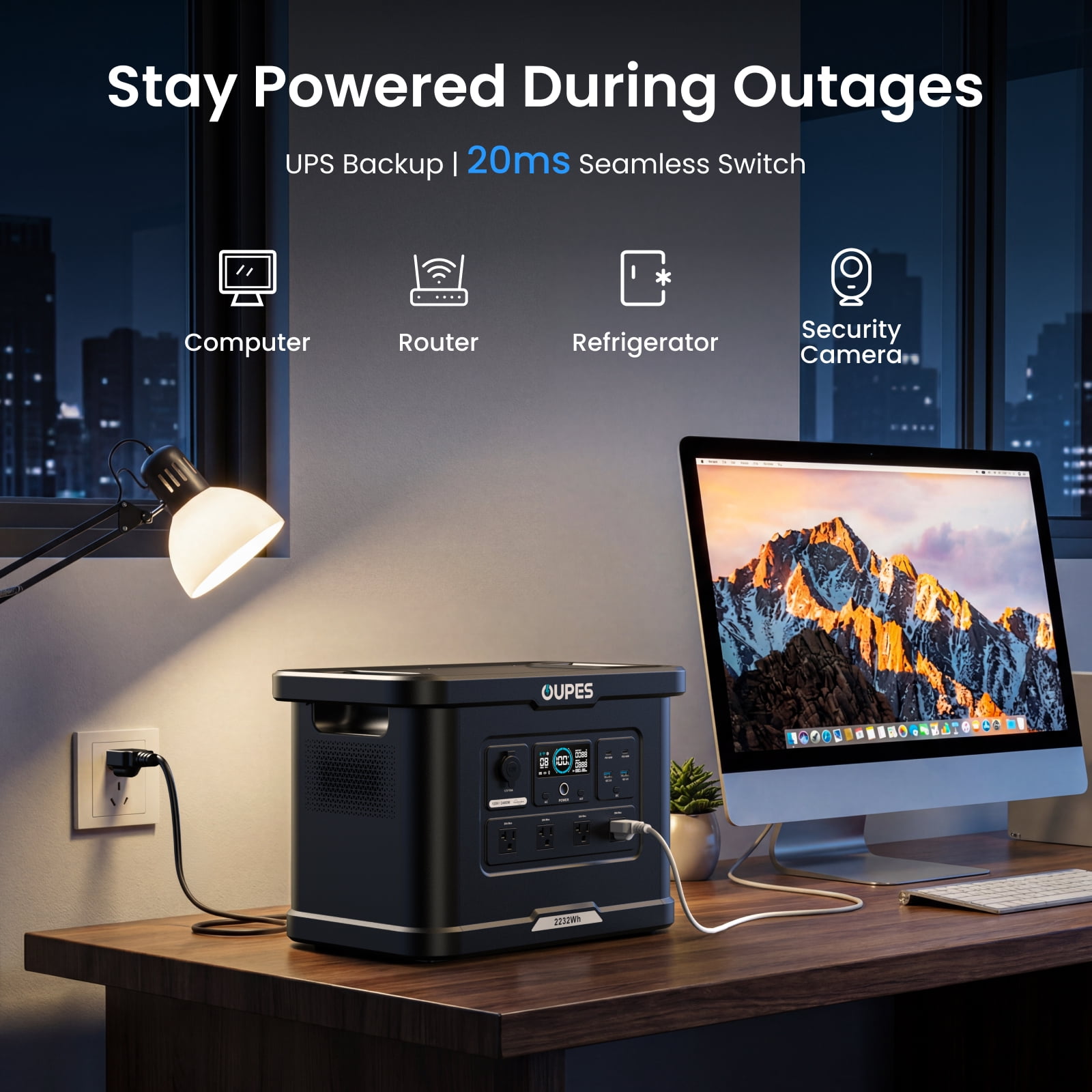 OUPES Exodus 2400 Lite Portable Power Station Solar Generator (2232Wh, 2400W Output) 6f4kk