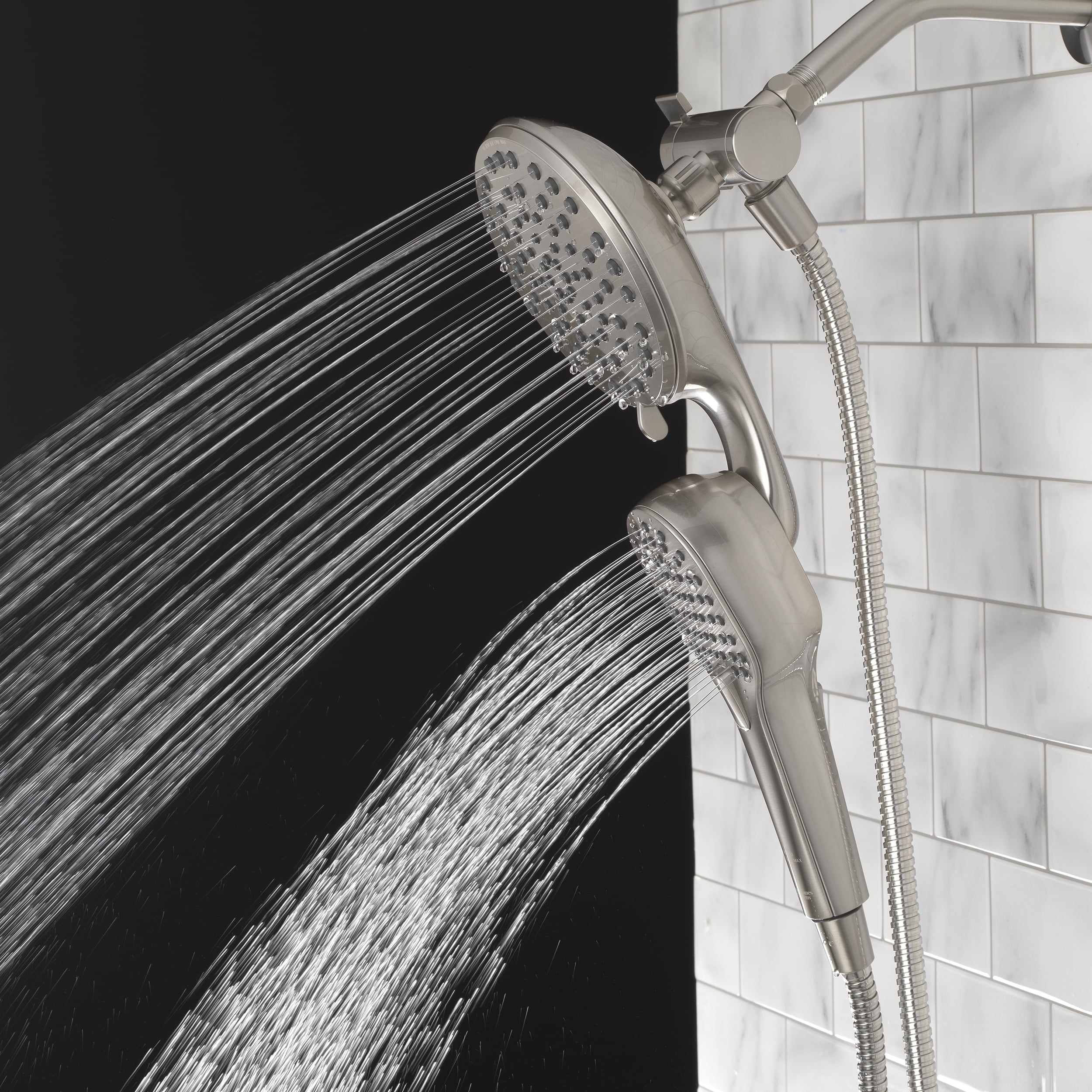 Better Homes & Gardens Magnetic Dual Showerhead Combo (Satin Nickel, 72 in Hose) a5esw