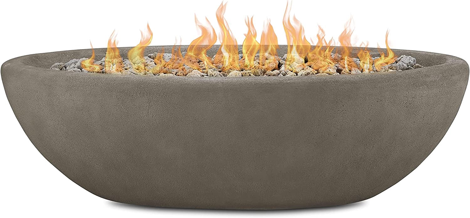 Real Flame Riverside 58 in Oval Concrete Propane Fire Pit (Glacier Gray, 58 in) atob0