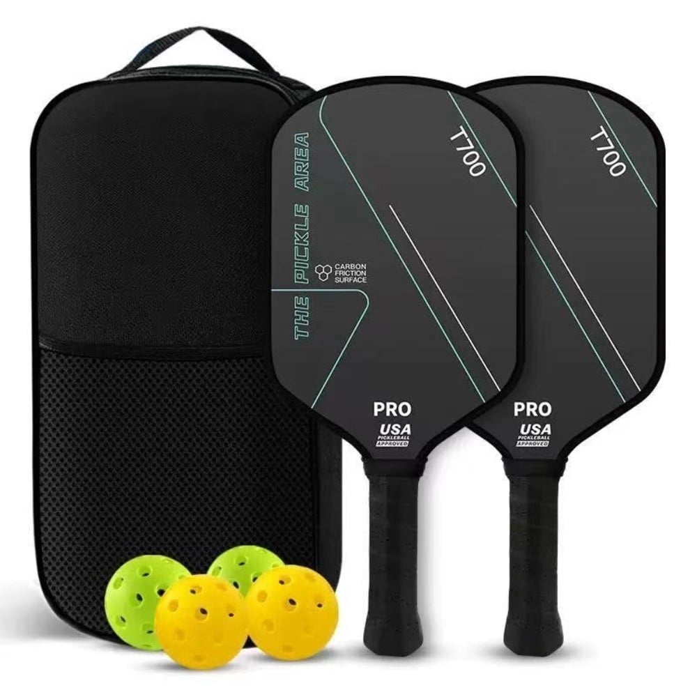 T700 Pickleball Paddle Carbon Fiber Professional Racket with Textured Surface (Black, 16.34 in x 7.48 in) l123p