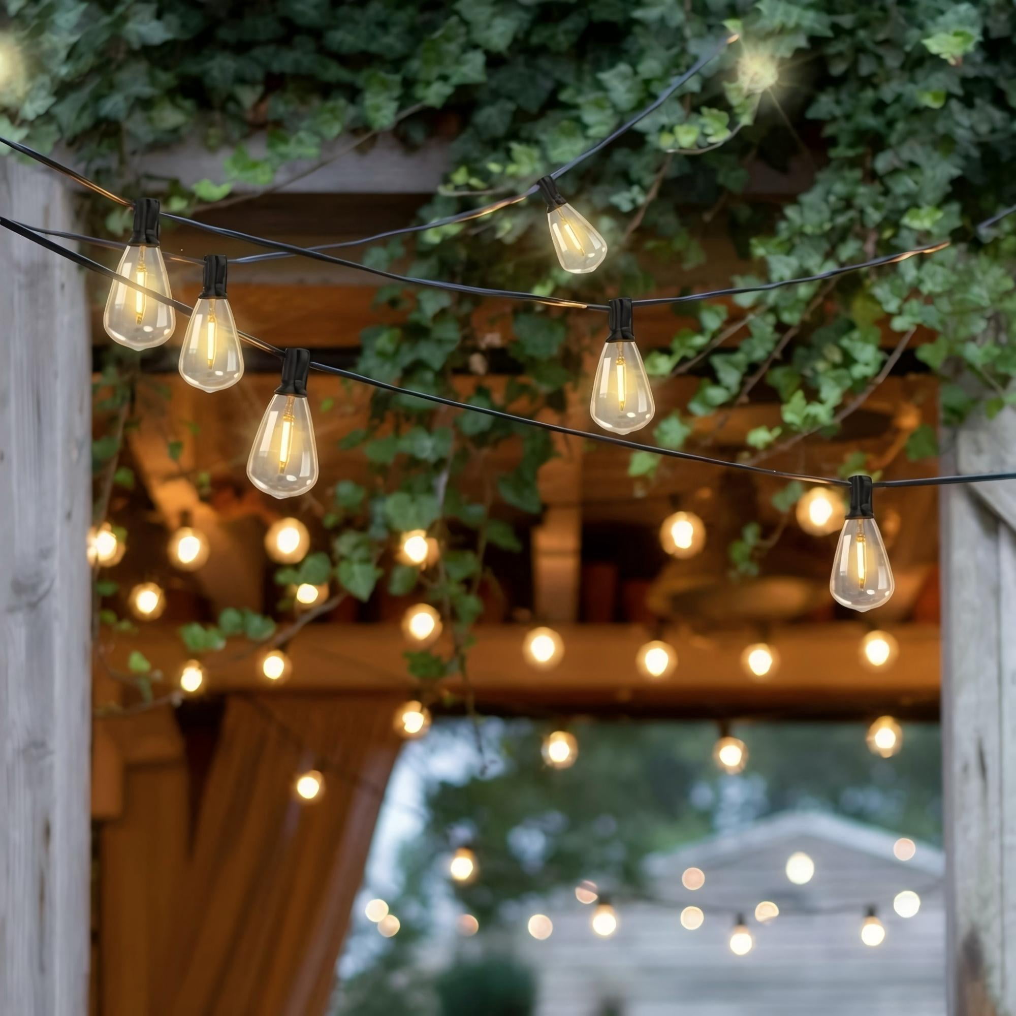 Volivo Solar Outdoor String Lights, Shatterproof Patio Lighting with 24 Vintage Edison Bulbs (Warm White, 100 ft) 3je2q