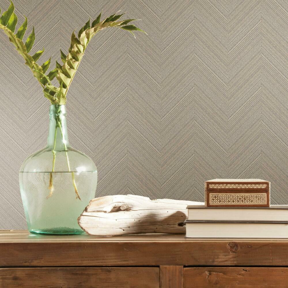 RoomMates Herringbone Weave Peel and Stick Wallpaper (Beige, 28.29 sq ft) 0rw7g