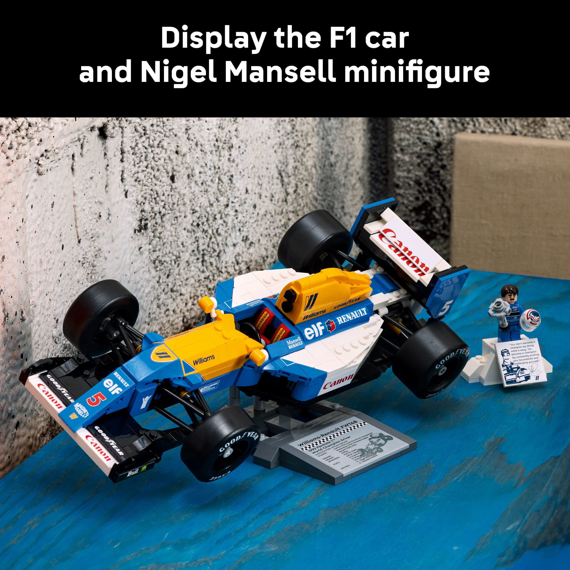 LEGO Icons Williams Racing FW14B & Nigel Mansell F1 Model Car Building Set (Multi-color, 799 Pieces) ld6a8