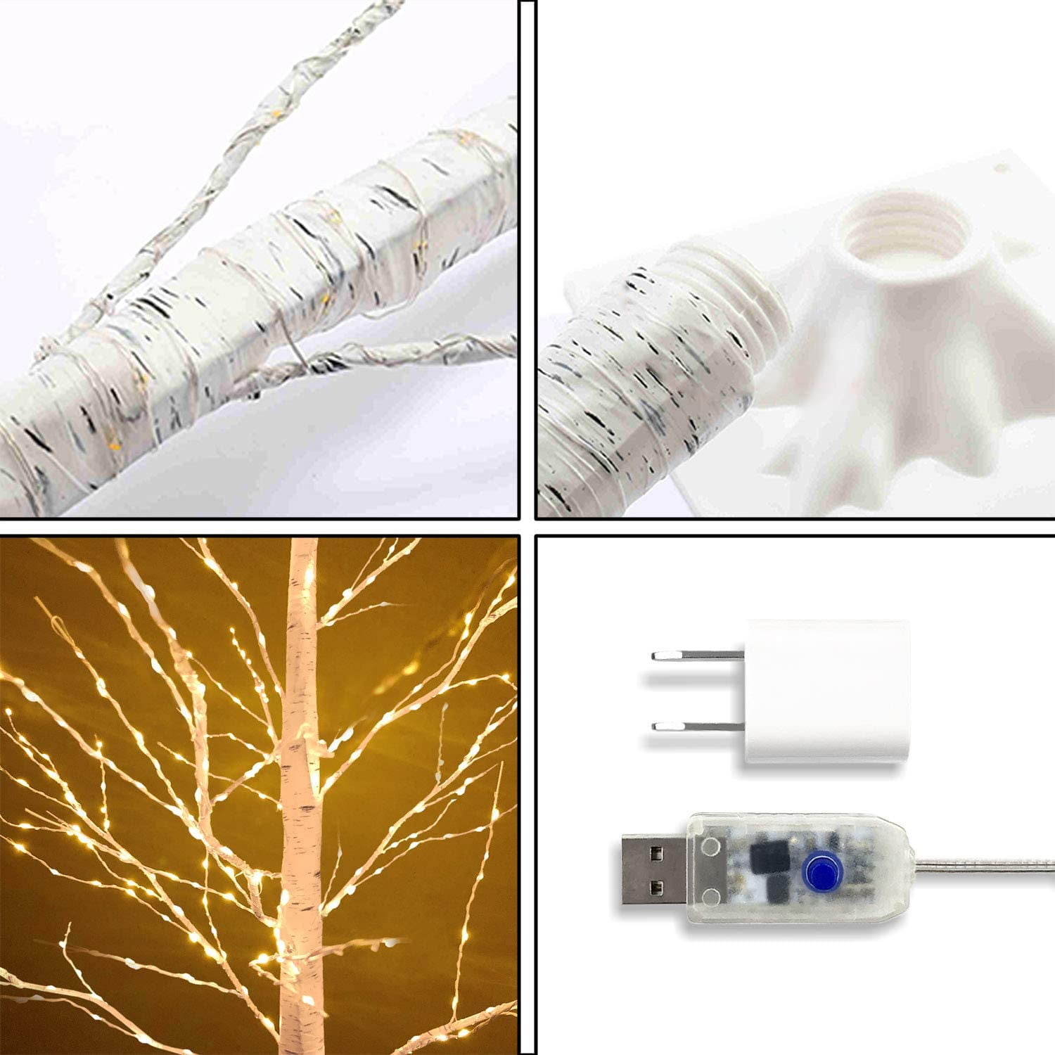 GLUAAE 6 ft LED Birch Tree Light with Remote Control, Dimmable Warm White Lighting for Home and Event Decor (6 ft) xbo05