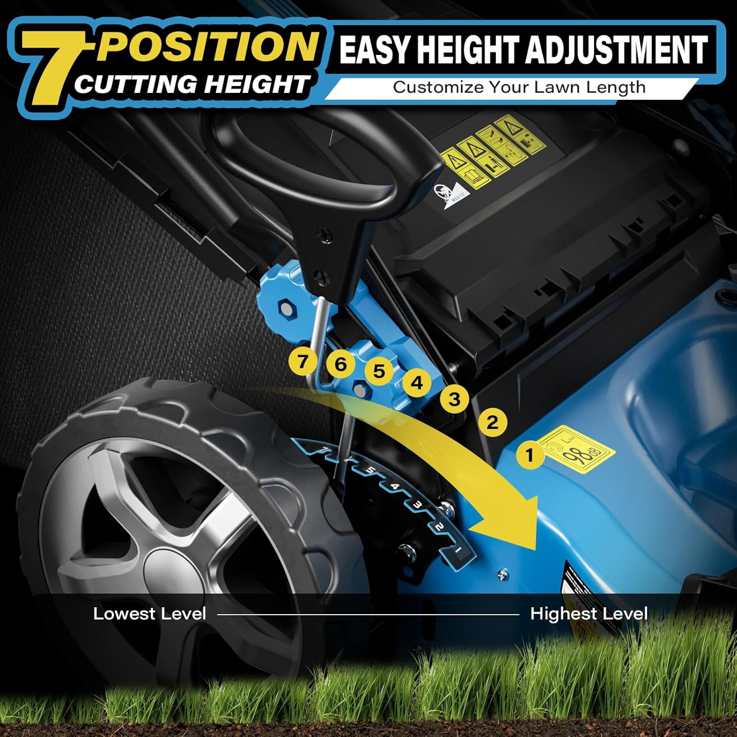 MRKMRZ Gas Powered Push Lawn Mower, 21 in Cutting Deck, 201cc 4-Cycle Engine, 3-in-1 Mowing System (Blue, 21 in) h8kgx