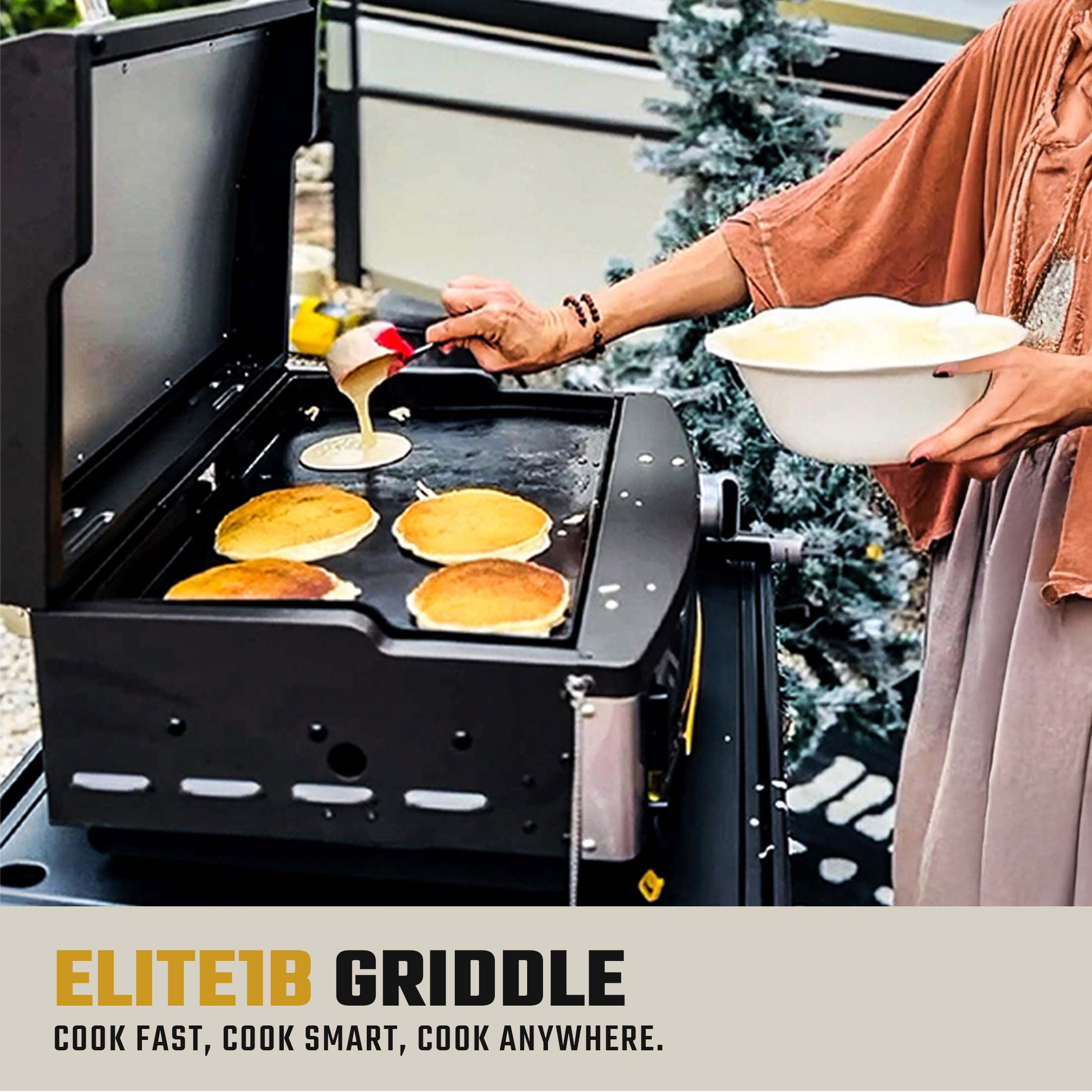 Halo Elite1B 1-Burner Outdoor Propane Gas Griddle with 2-Zone Cooking (Black, 284 sq in) agkdn