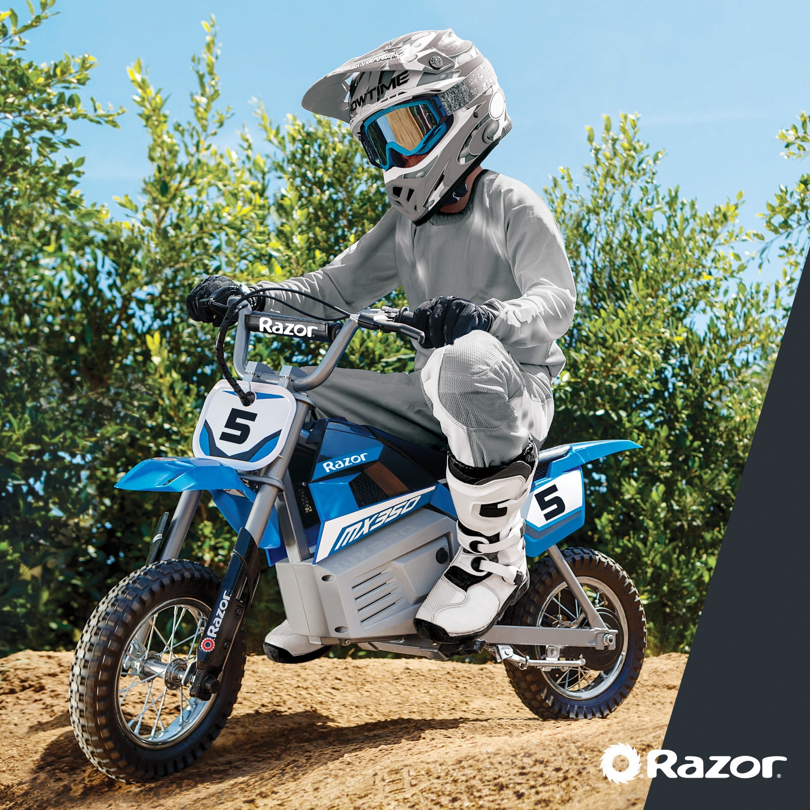 Razor Dirt Rocket MX350 Electric Dirt Bike (Blue, 43.7 in x 28 in x 21.7 in) njajz