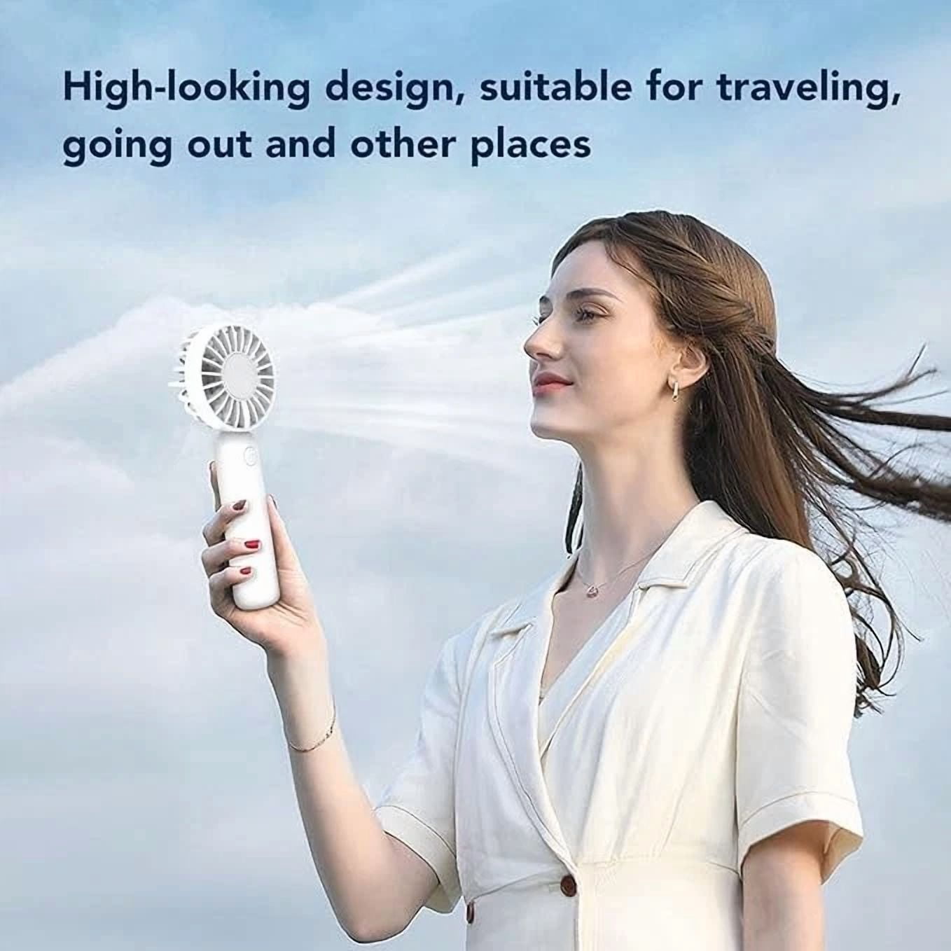 VAULT Handheld Fan Rechargeable Mini Portable Cooling Fan (White, 6 in) fkeif
