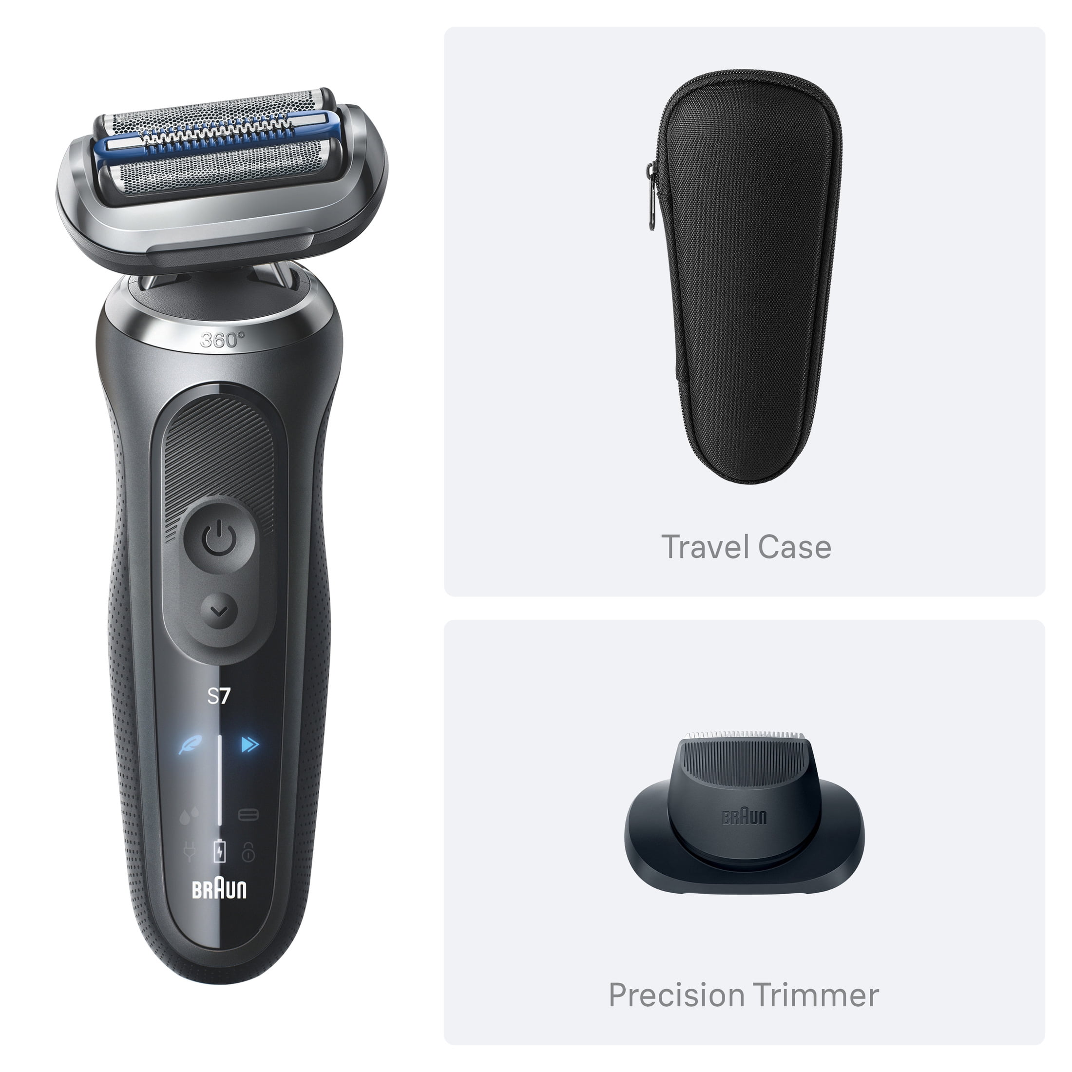 Braun Series 7 Electric Razor for Men, 360 Contour Flex Shaver with Precision Trimmer and Travel Case (Brown, 1 Count) 65wbn
