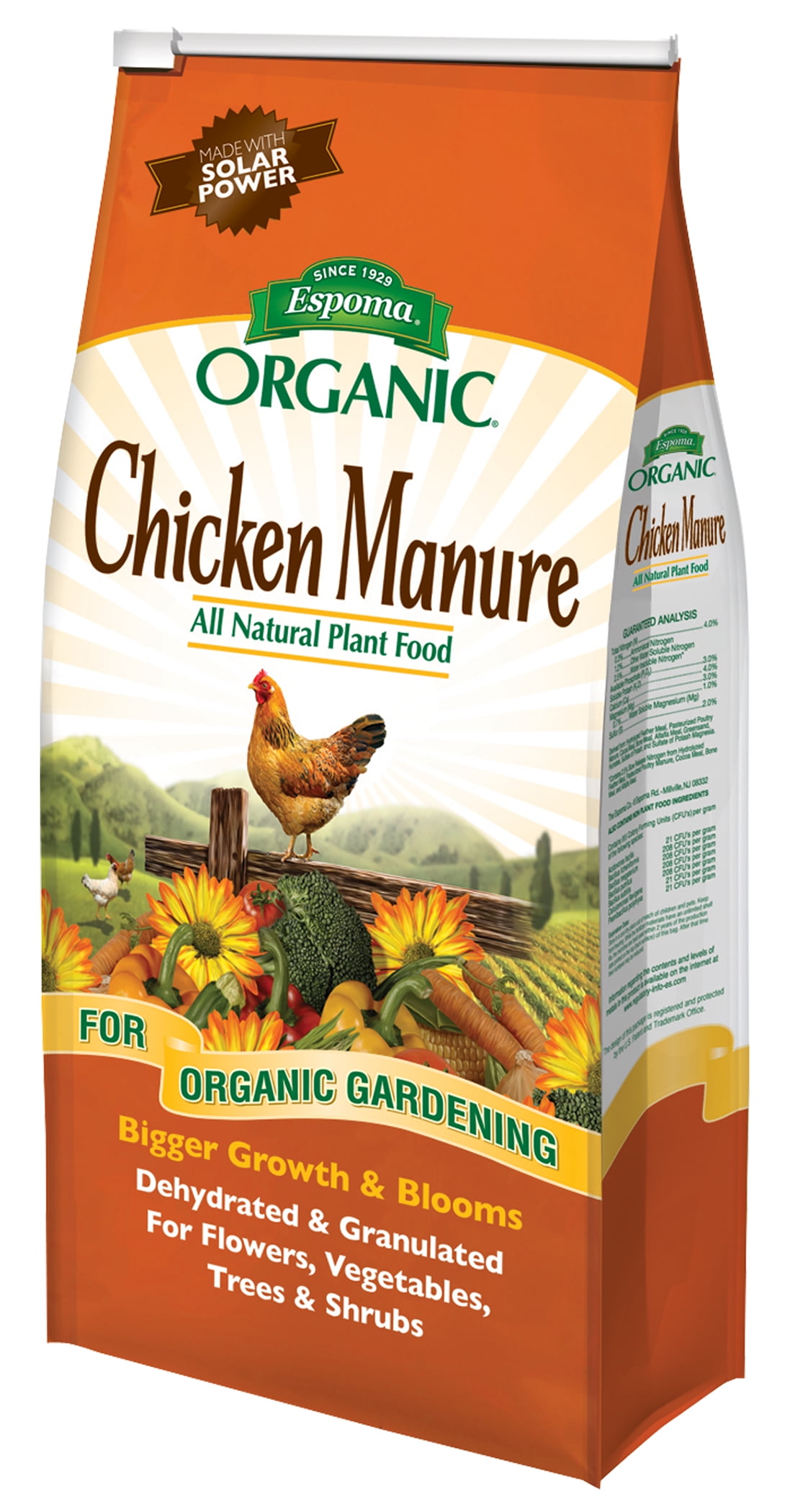 Espoma Organic Chicken Manure Fertilizer for Garden Soil Enrichment (25 lb) 3qre0