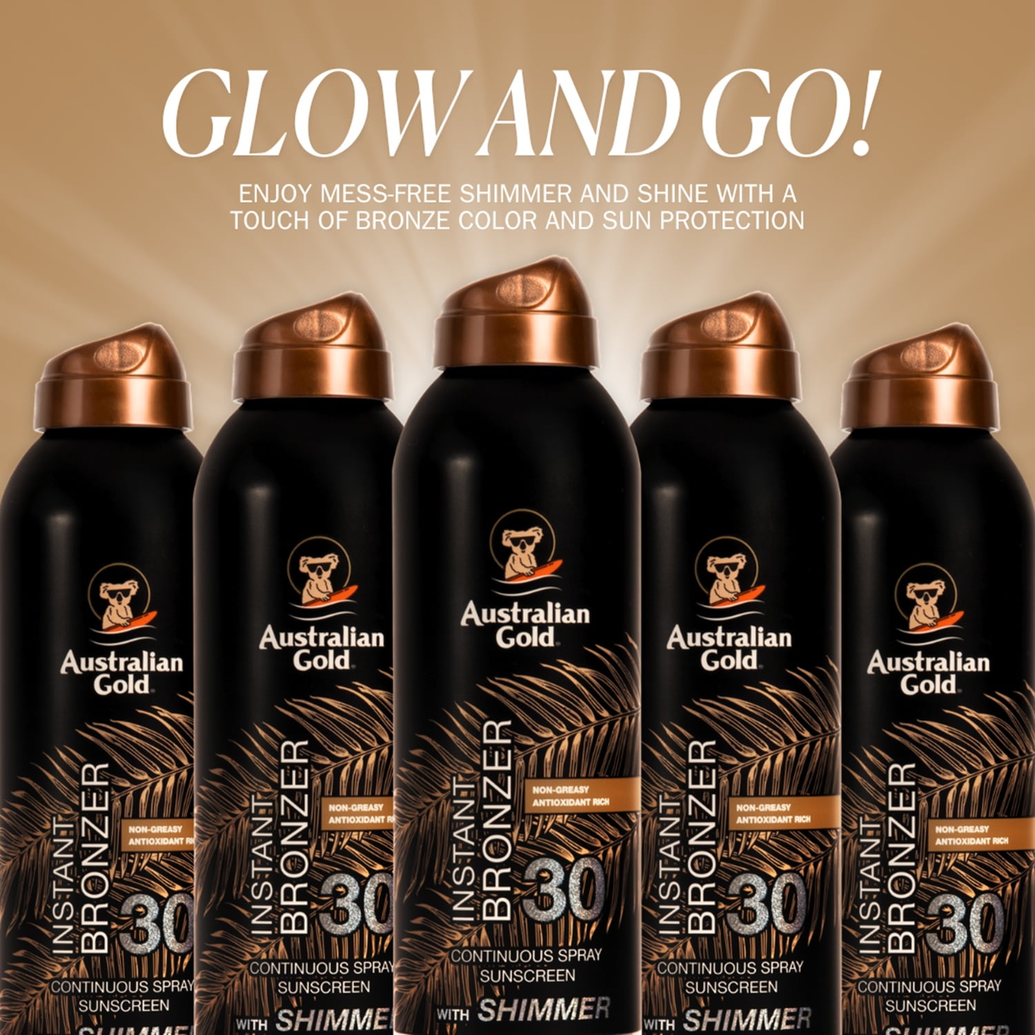 Australian Gold Continuous Spray Bronzer with Shimmer, SPF 30 (Gold, 6 oz) oyr94