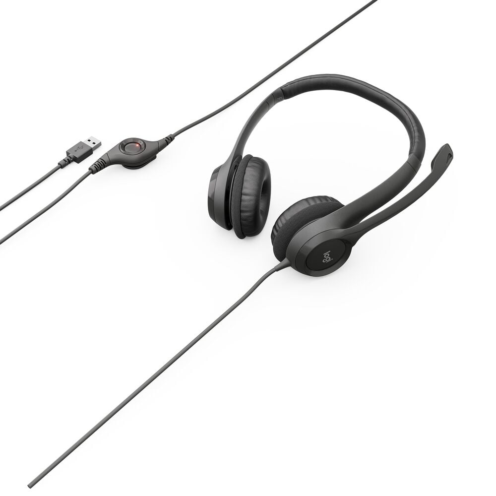 Logitech H390 Wired USB Headset with Noise-Cancelling Microphone and In-Line Controls (Black, 6.23 ft Cable) 1s6g6
