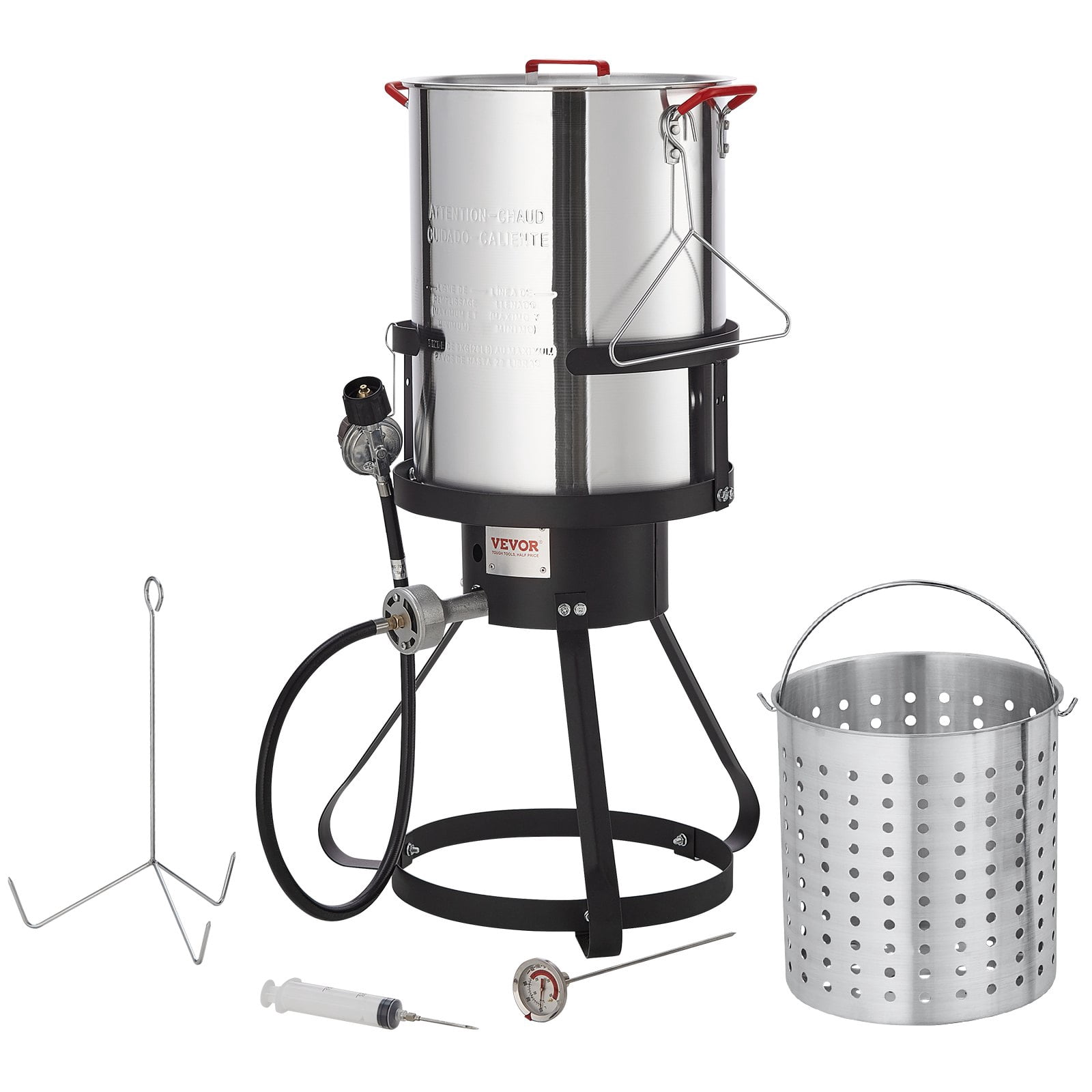 VEVOR Turkey Deep Fryer Set, Outdoor Propane Gas Boiler Cooker with 30-qt Aluminum Pot, Basket, and Rack (Silver, 30-qt) 82354