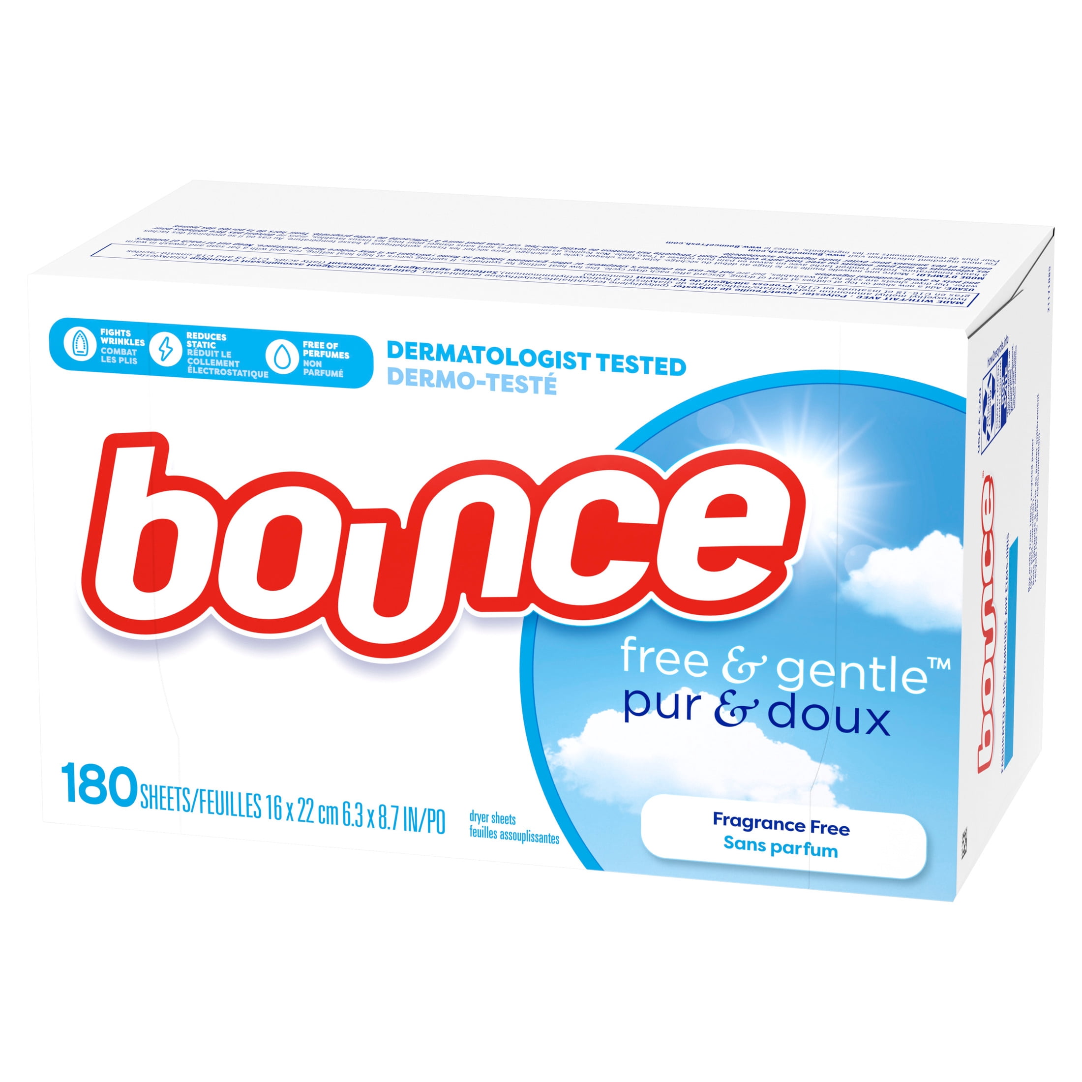 Bounce Fabric Softener Dryer Sheets, Free & Gentle, Unscented (180 Count) lt3o2