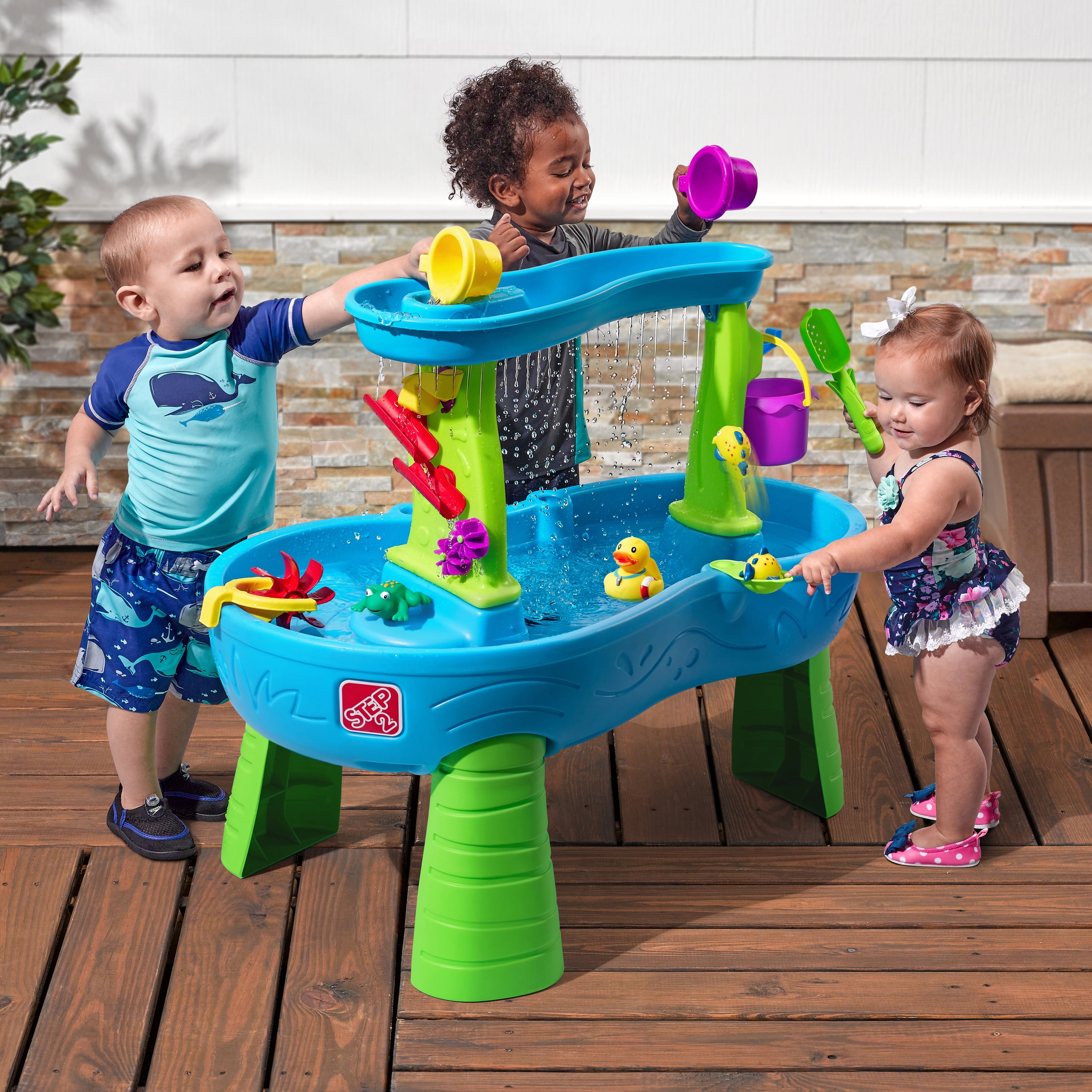 Step2 Rain Showers Splash Pond Water Table with Waterfall Tray (Blue, 5 gal) 4qb6e