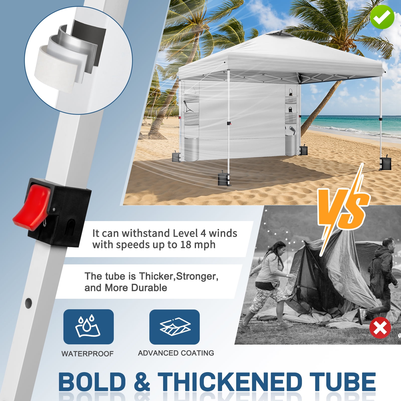 Ktaxon 10x10 Pop Up Canopy Tent with Sidewalls, UPF50+ Outdoor Sun Shade Shelter (White, 10 ft x 10 ft) 6s9a1