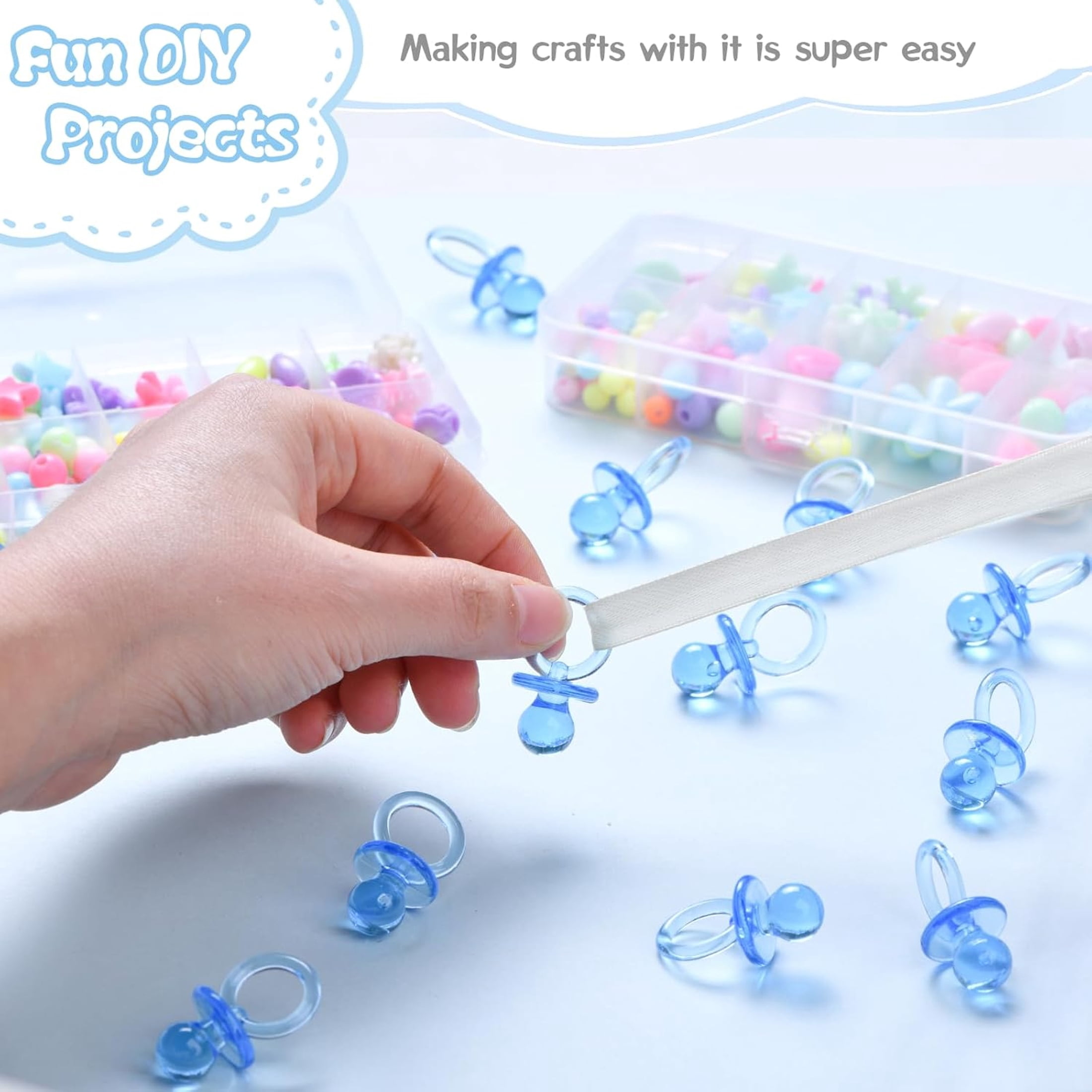 BESTSKY Mini Pacifier Party Favors for Baby Shower Games (Blue, 50 Pack, 1.25 in) tsi0o
