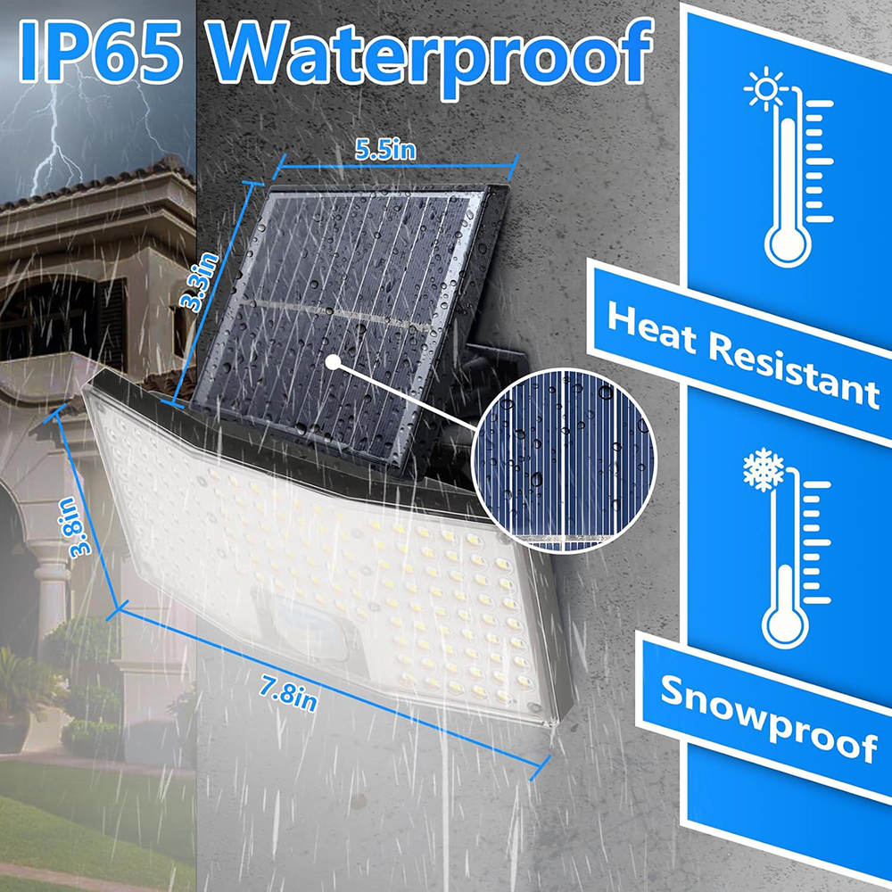 OCEST Solar Motion Sensor Flood Lights Outdoor Security Lighting (Cool White, 2 Pack) or1pb