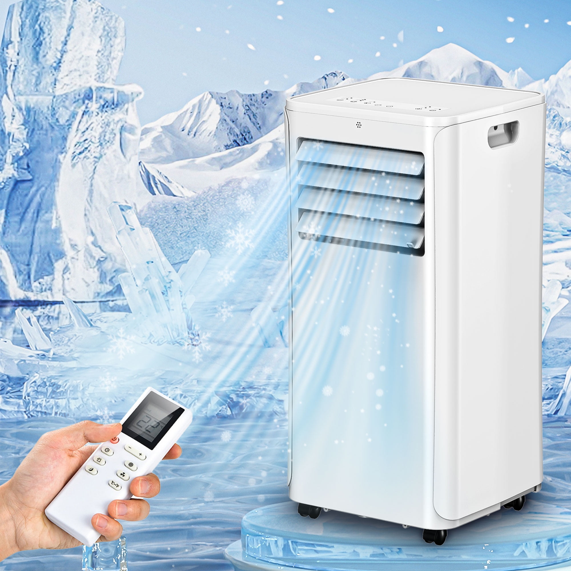Tolsprint 12000 BTU Portable Air Conditioner 4-in-1 Cooling Unit with Remote Control and LED Display (450 sq. ft. Coverage) cwjs9