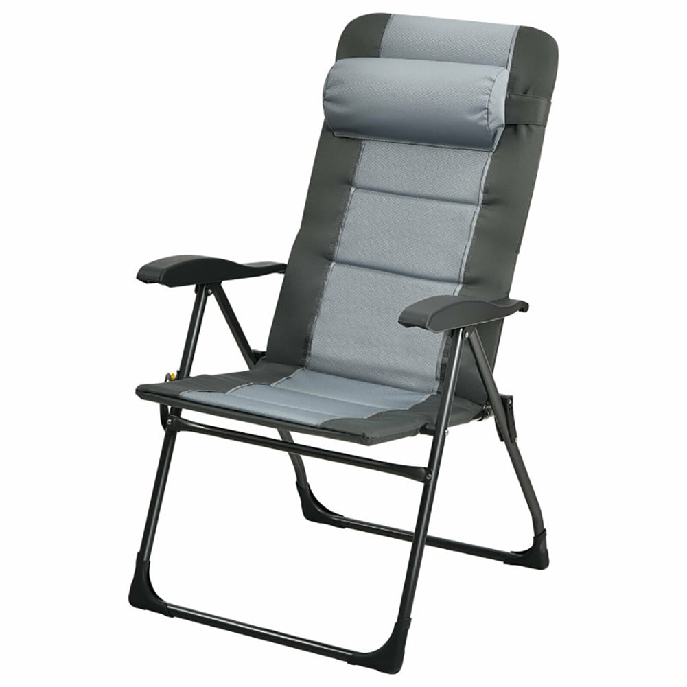 Spaco 7-Position Adjustable Reclining Beach Chair with Headrest and Footrest (Gray, 2 Pack) 0m3s9