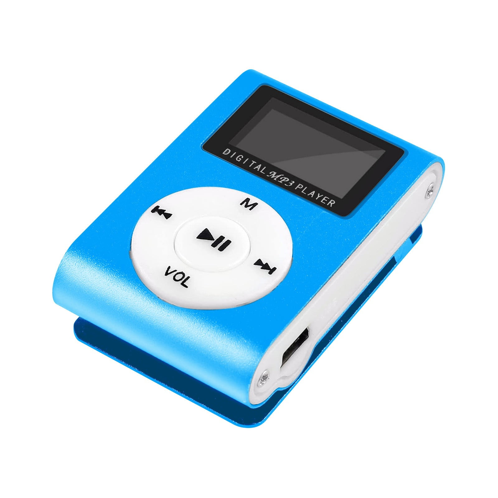 TOPRenddon Portable Mini MP3 Music Player with LCD Screen and Back Clip (Blue, 1 Pack) 4rw94