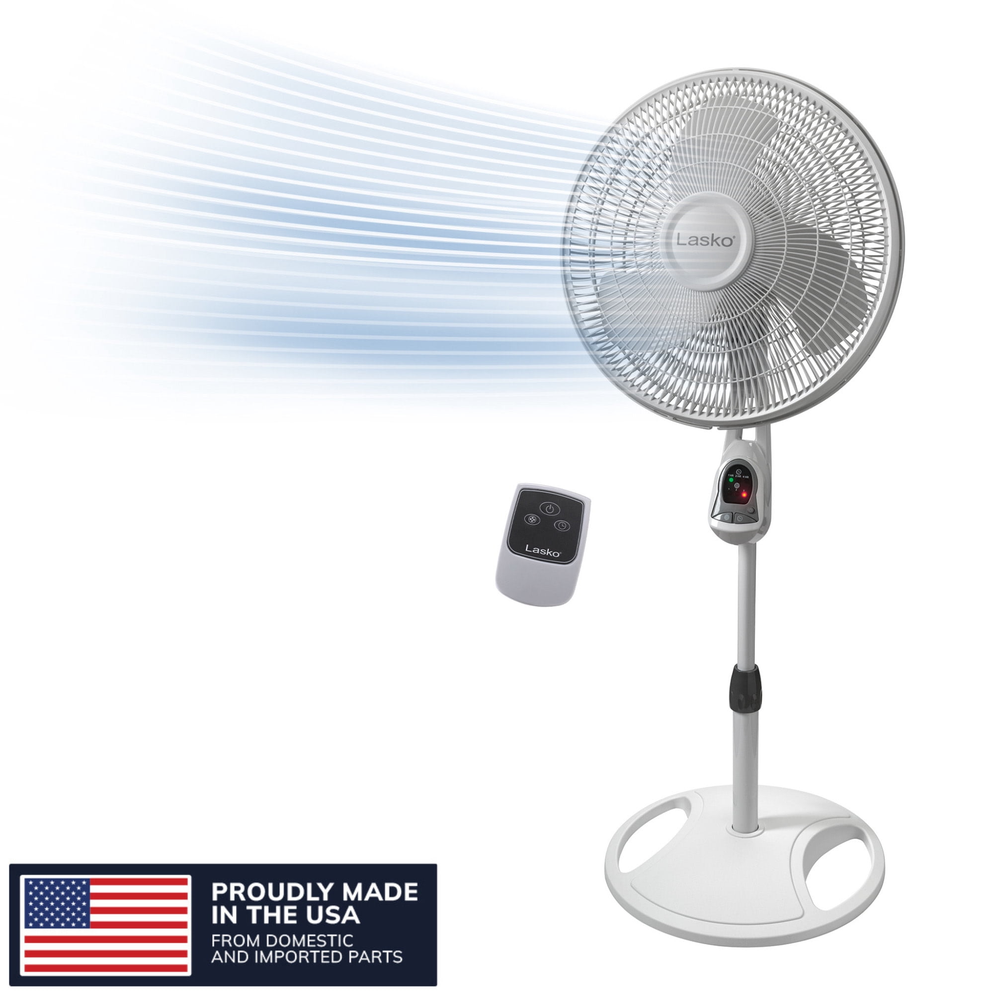 Lasko 16-inch Quiet Oscillating Pedestal Fan with Remote Control and Adjustable Height (White, 16 in) 7czh8