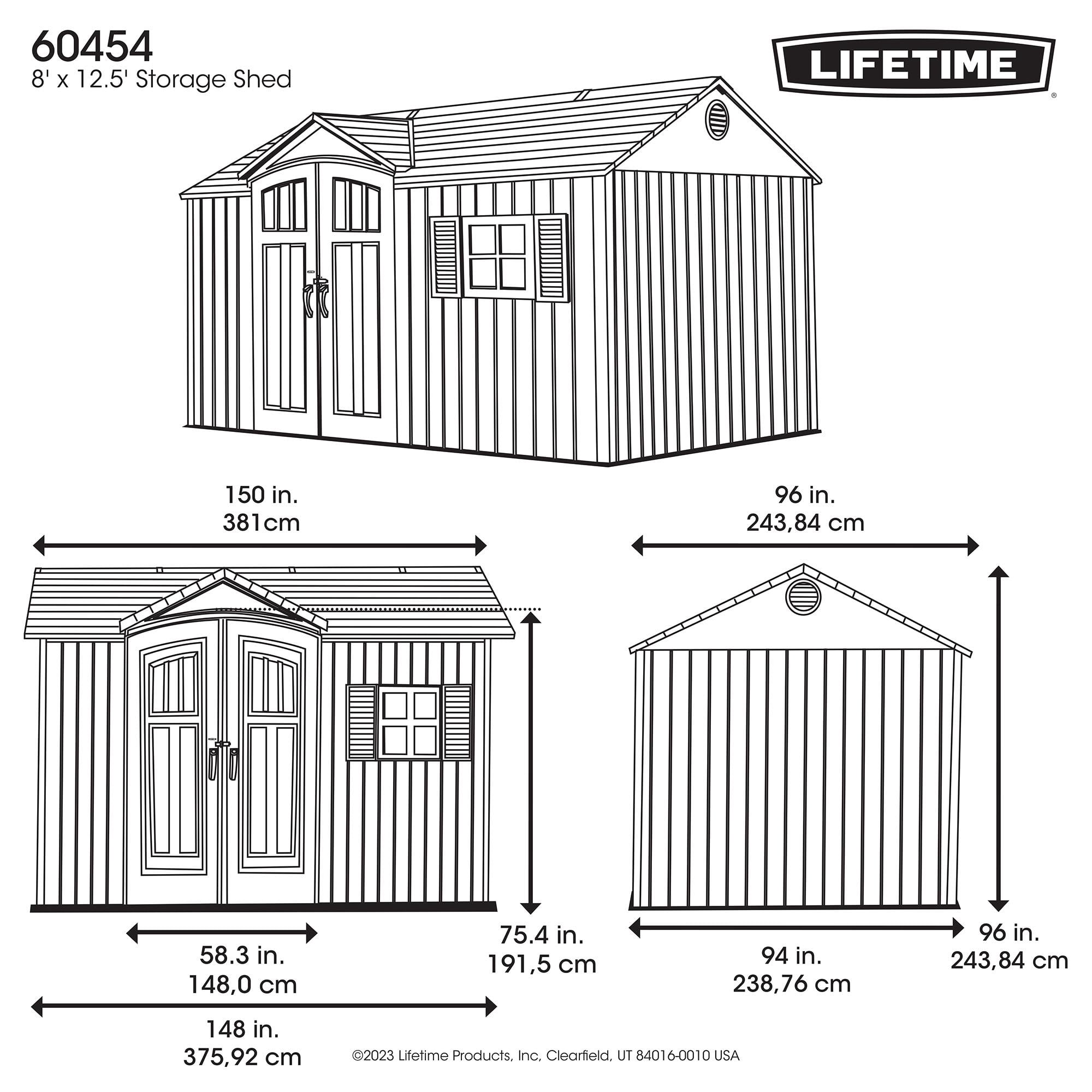 Lifetime Polyethylene Outdoor Storage Shed (Tan/Gray, 12.5 ft x 8 ft) 84oib