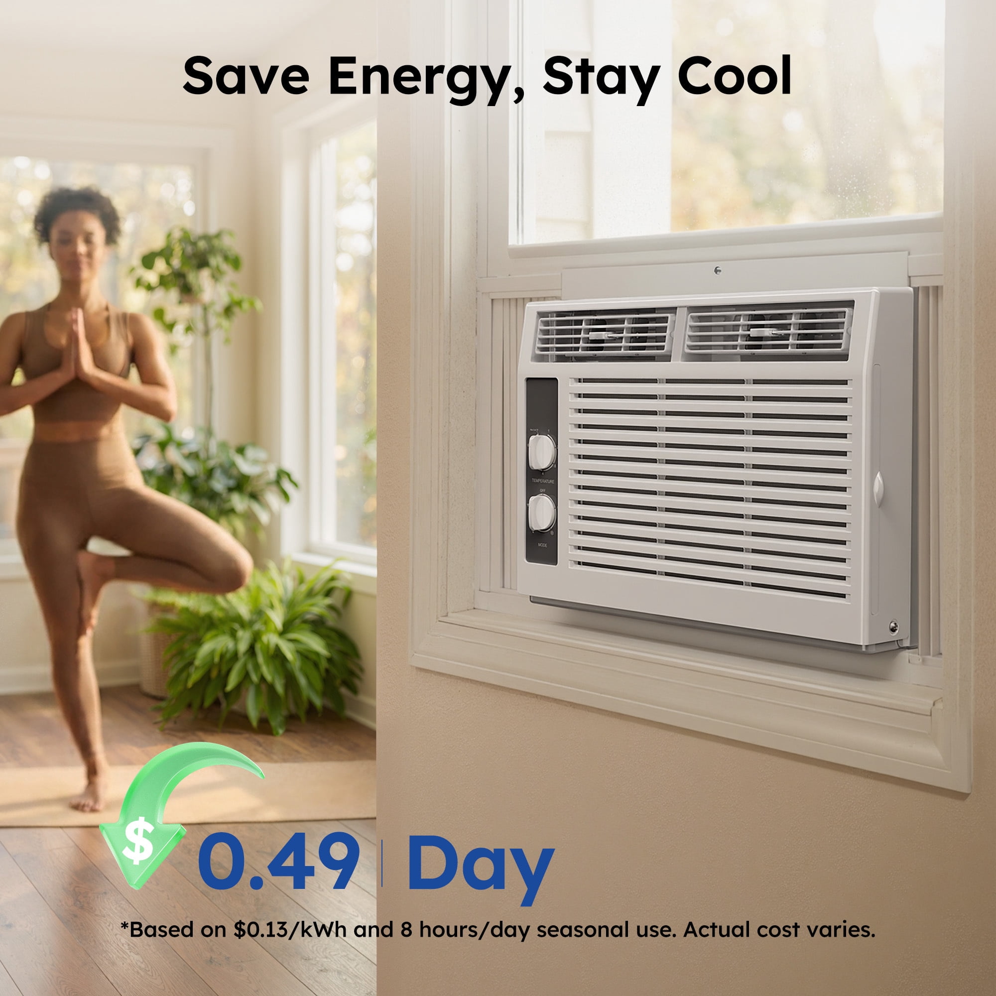 SIMZLIFE 5,000 BTU Window Air Conditioner, Compact Cooling for Small Rooms (White, 150 sq ft) w77gg