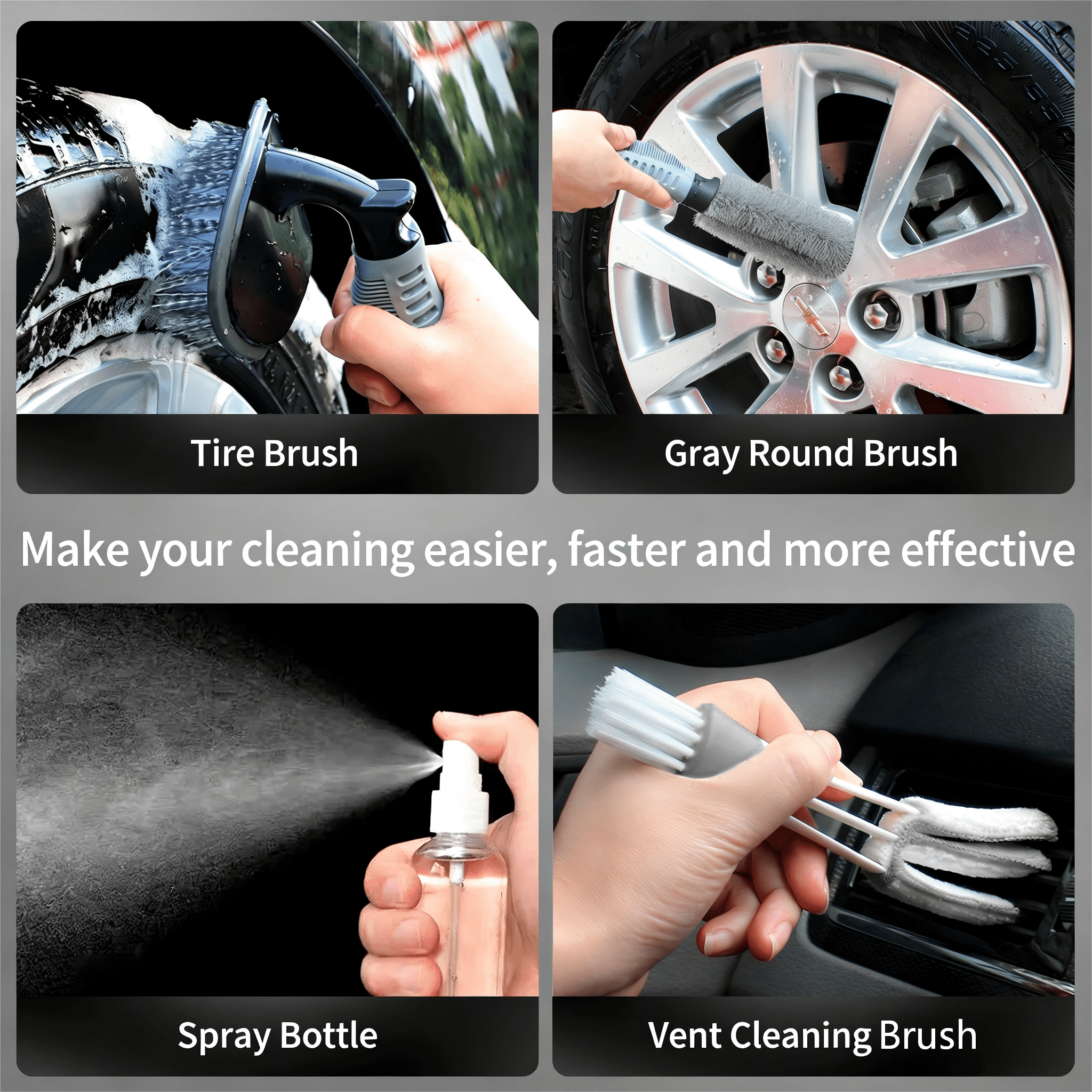 STORGENER 28-Piece Car Detailing Kit, Professional Interior and Exterior Cleaning Set (Gray, 28-Piece) 79su9