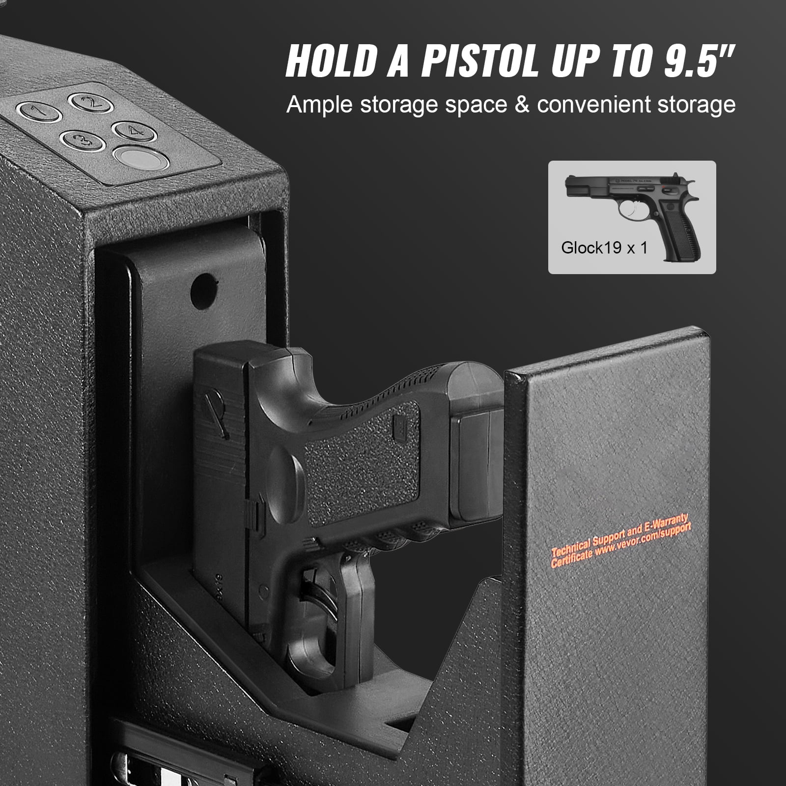 BENTISM Handgun Safe with Biometric Fingerprint and Keypad Access (Black, 1 Pistol Capacity) scwu6