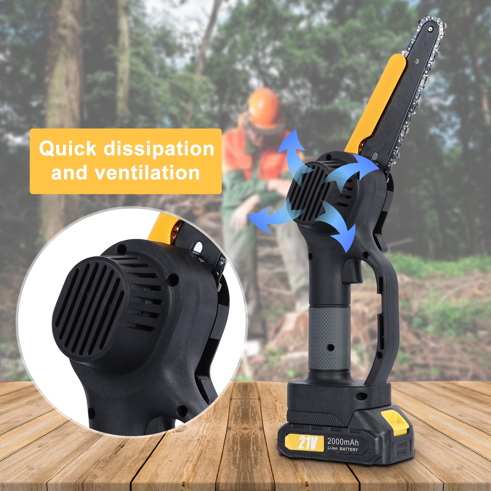 Koiauber Cordless Pole Saw Mini Chainsaw, Brushless Electric Tree Pruning Tool with 2 Batteries (4.9-7.5 ft Adjustable) g48yp - Image 3