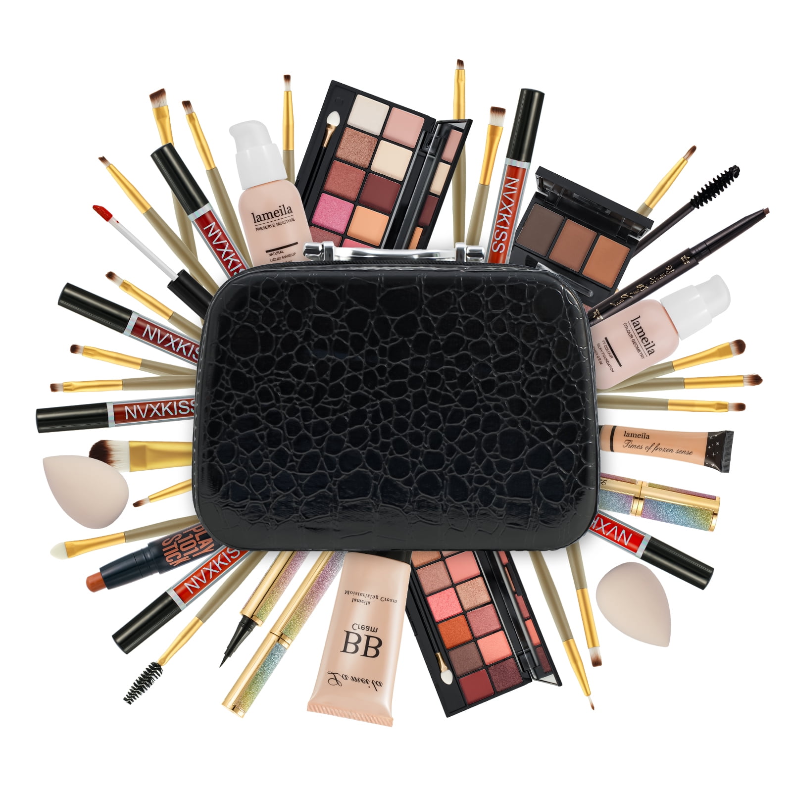 AOLIKOKO All-in-One Makeup Kit Professional Cosmetic Set with Storage Bag (Multi-Color, 40-Piece Set) 6sq12