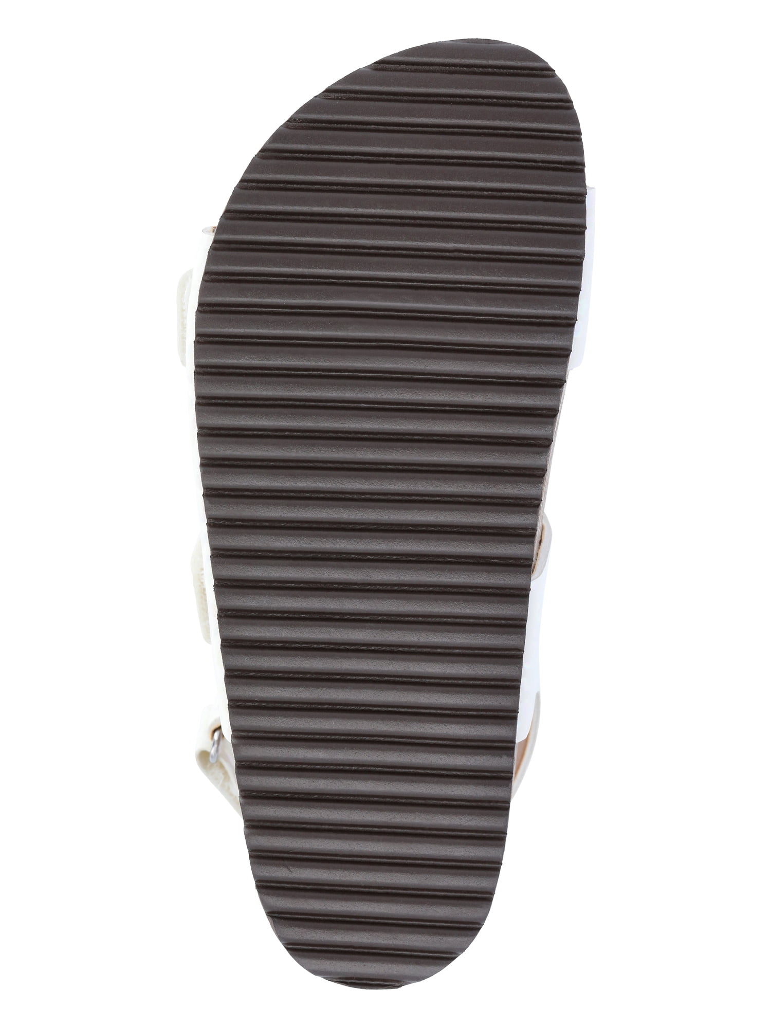 Wonder Nation Girls' Double Buckle Footbed Sandals (White, 13 Little Kid) b5248