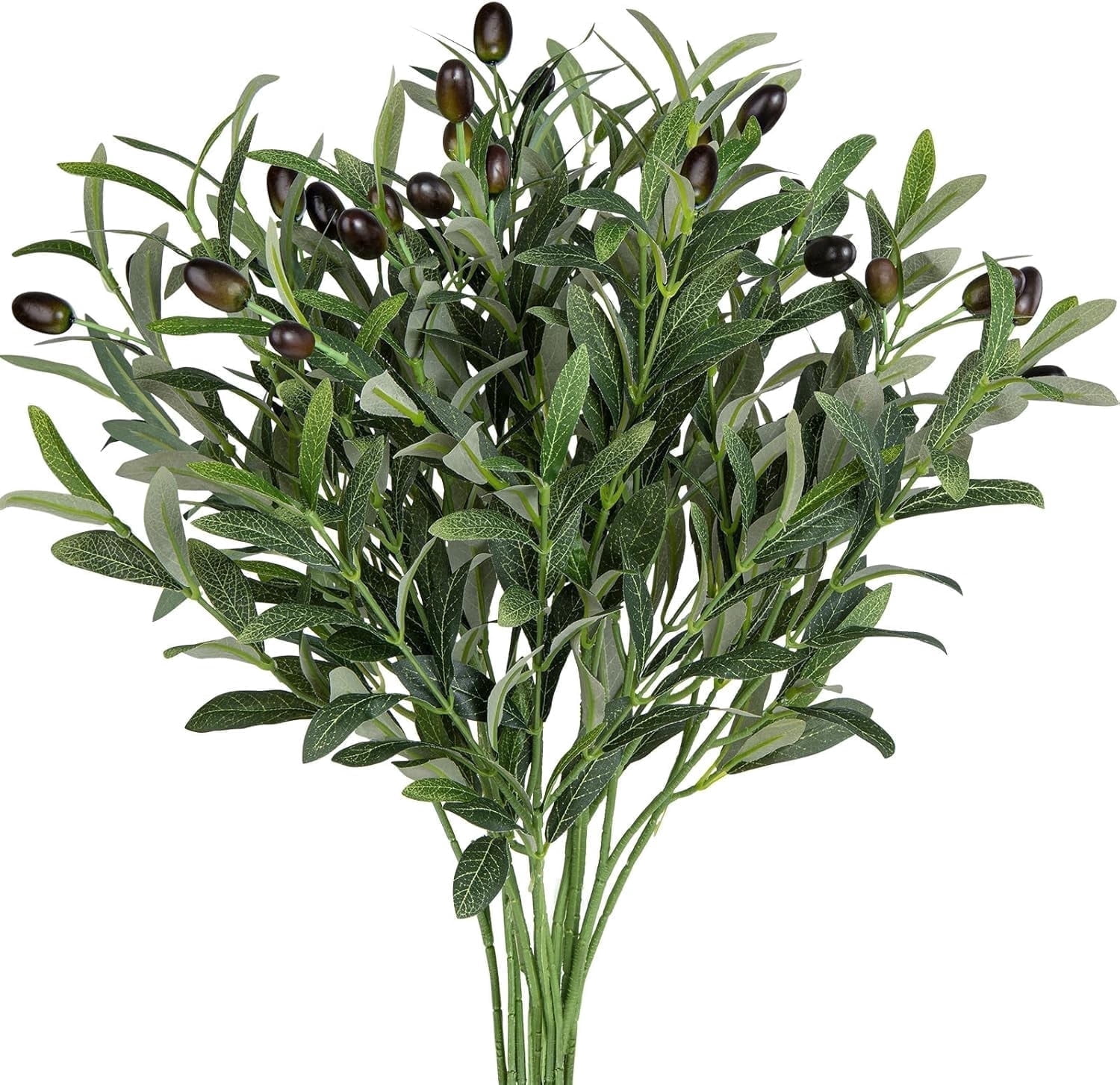 IRuiYinGo Artificial Olive Branches Silk Greenery Stems for Home Decor (Green, 5 Pack, 19 in) 71a7y
