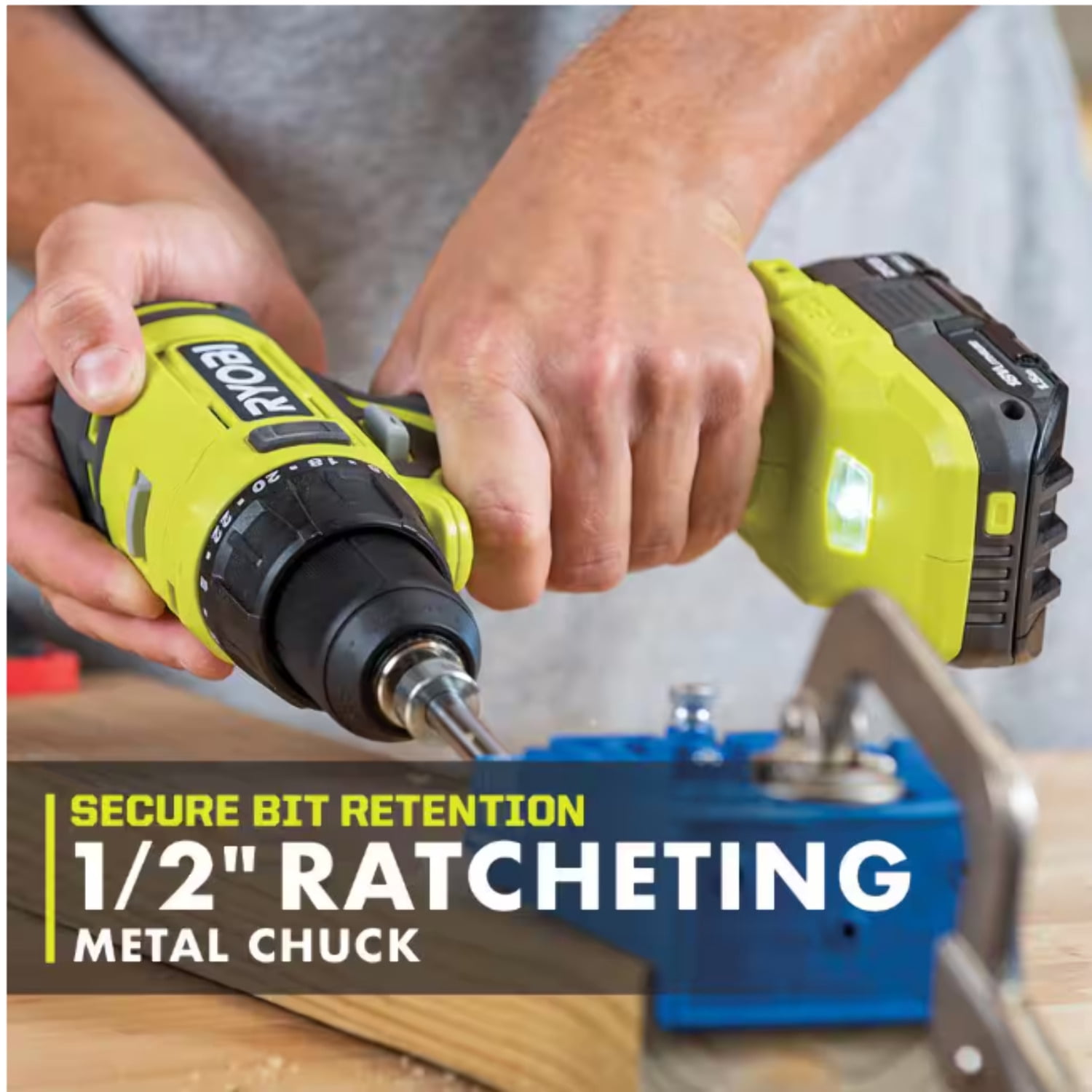 Ryobi 18V Cordless Drill Driver with 1.5 Ah Battery and Charger (Green, 0.5 in Chuck) 746bk