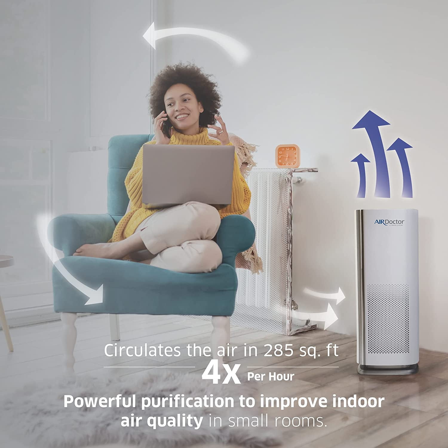 AirDoctor AD1000 HEPA Air Purifier with Ultra HEPA Filtration (Black, 285 sq ft) o1w51