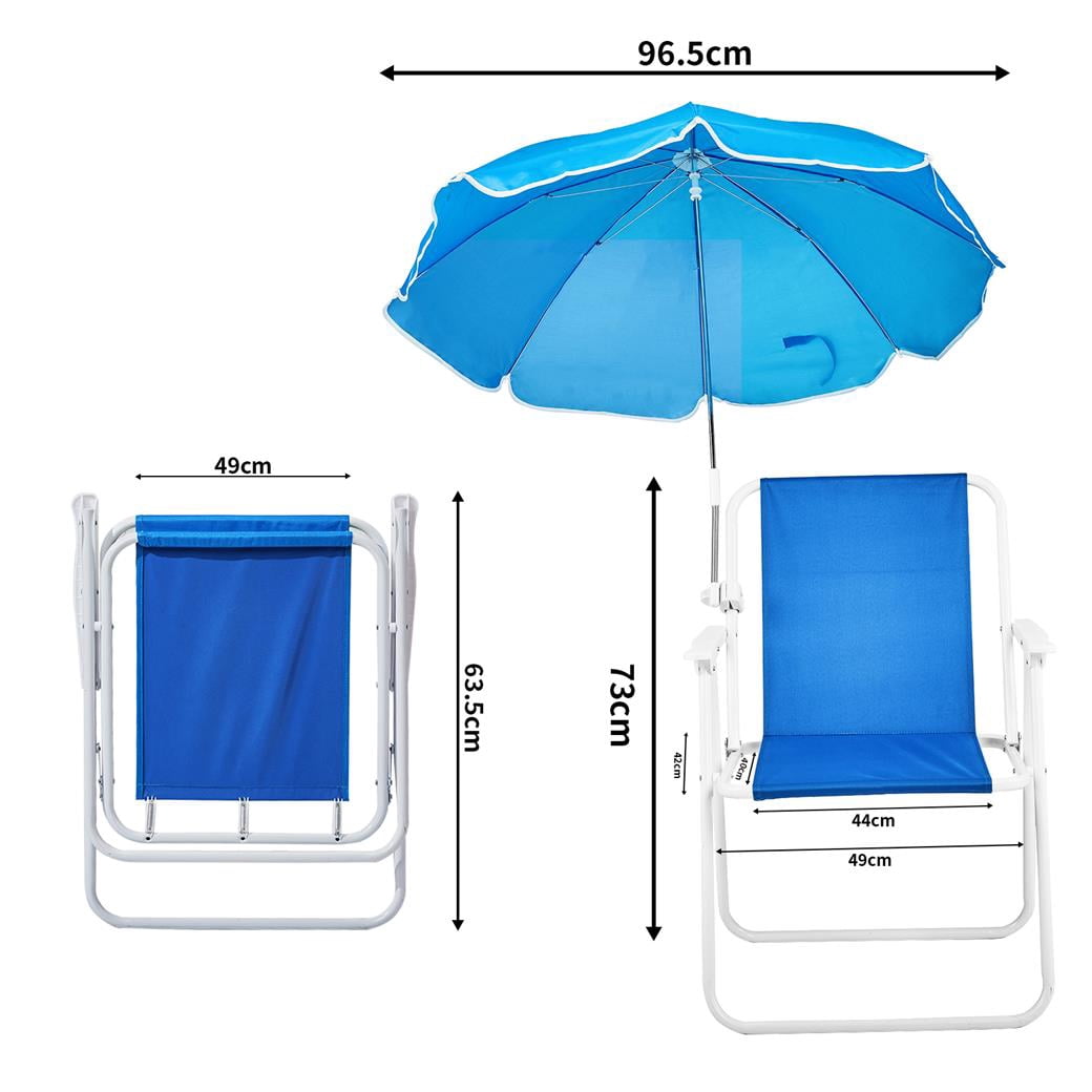 EDOEMSE Folding Beach Chair with Detachable Umbrella (Blue, 265 lb Capacity) 22nk5