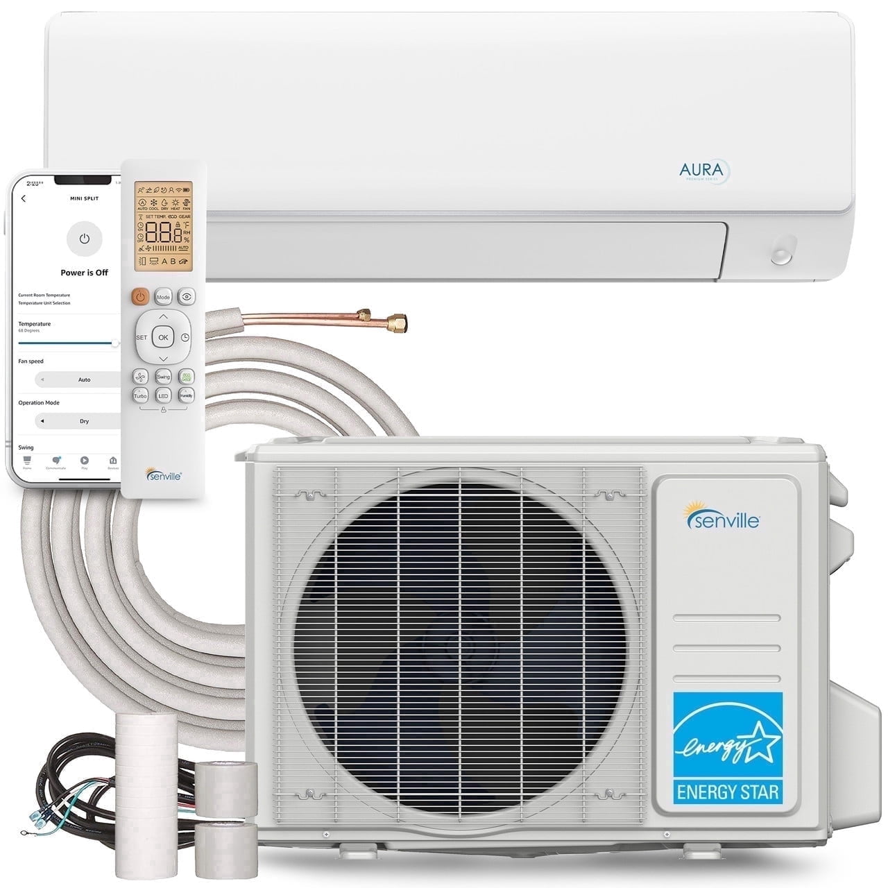 Senville 9000 BTU Mini Split Air Conditioner and Heat Pump (White, 9000 BTU) 9jkwi